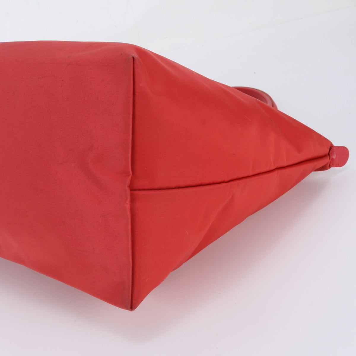 Longchamp Red Color Leather Nylon Handbag Shoulder Bag Tote Bag (Pre-Owned)
