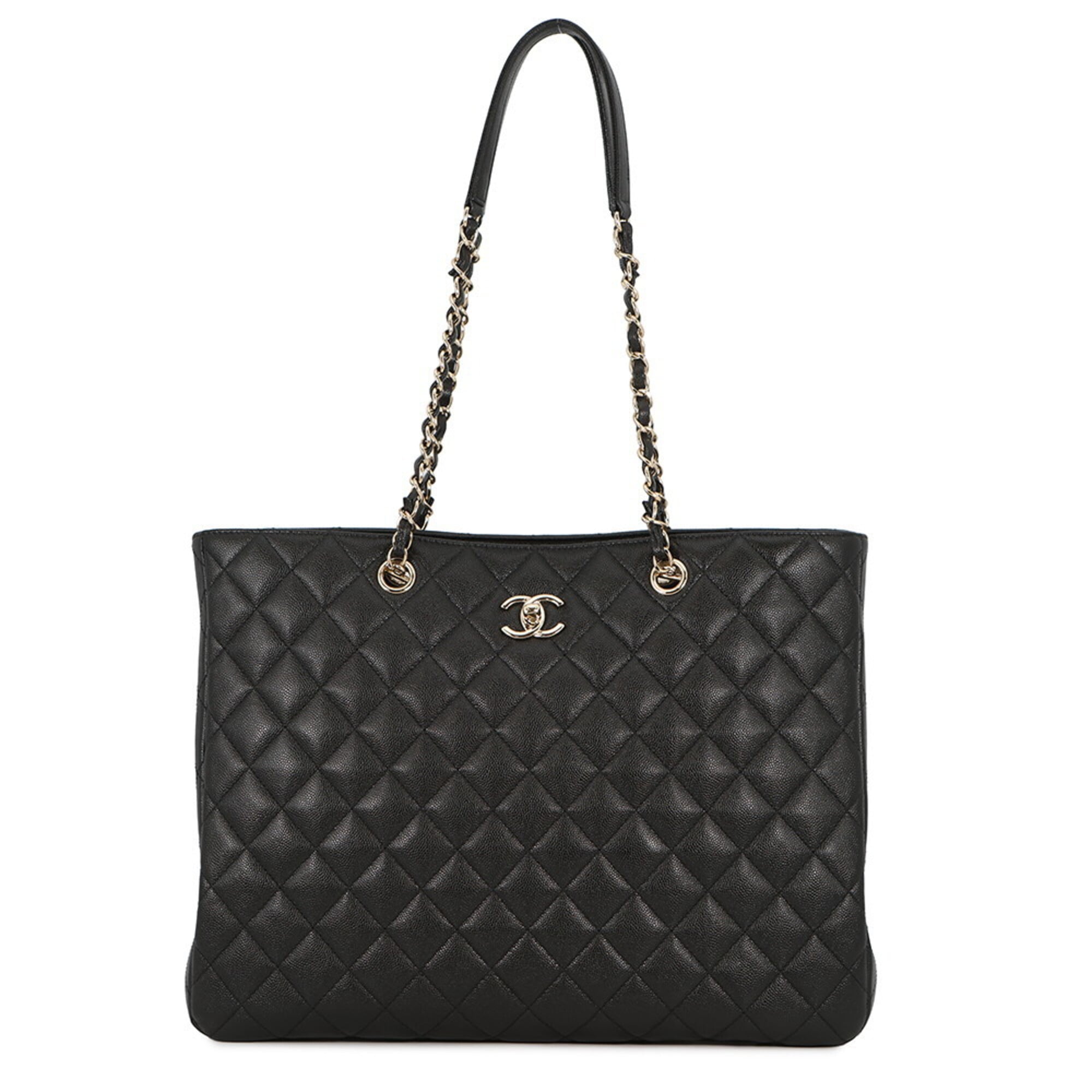 Chanel Black Grained Calfskin Shopping Bag Tote Bag (Pre-Owned)