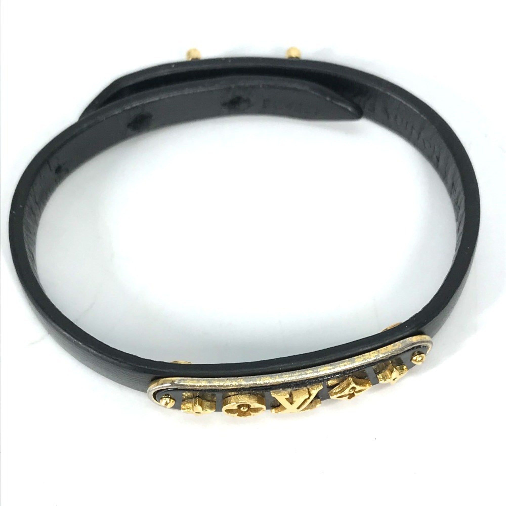 Louis Vuitton Monogram Black Monogram Leather Monogram Bangle (Pre-Owned)
