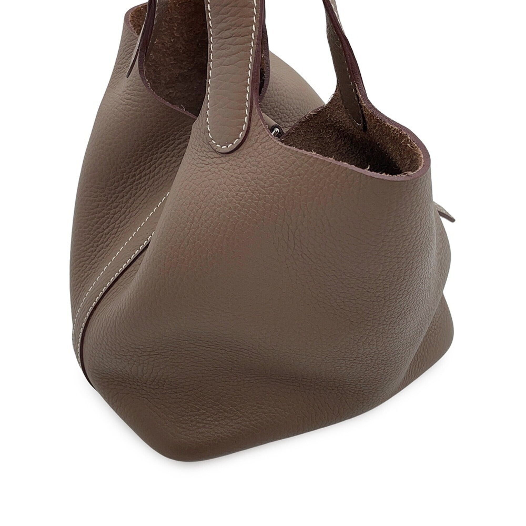 Hermes Picotin Etoupe Gray Taurillon Clemence Leather Handbag Tote Bag (Pre-Owned)