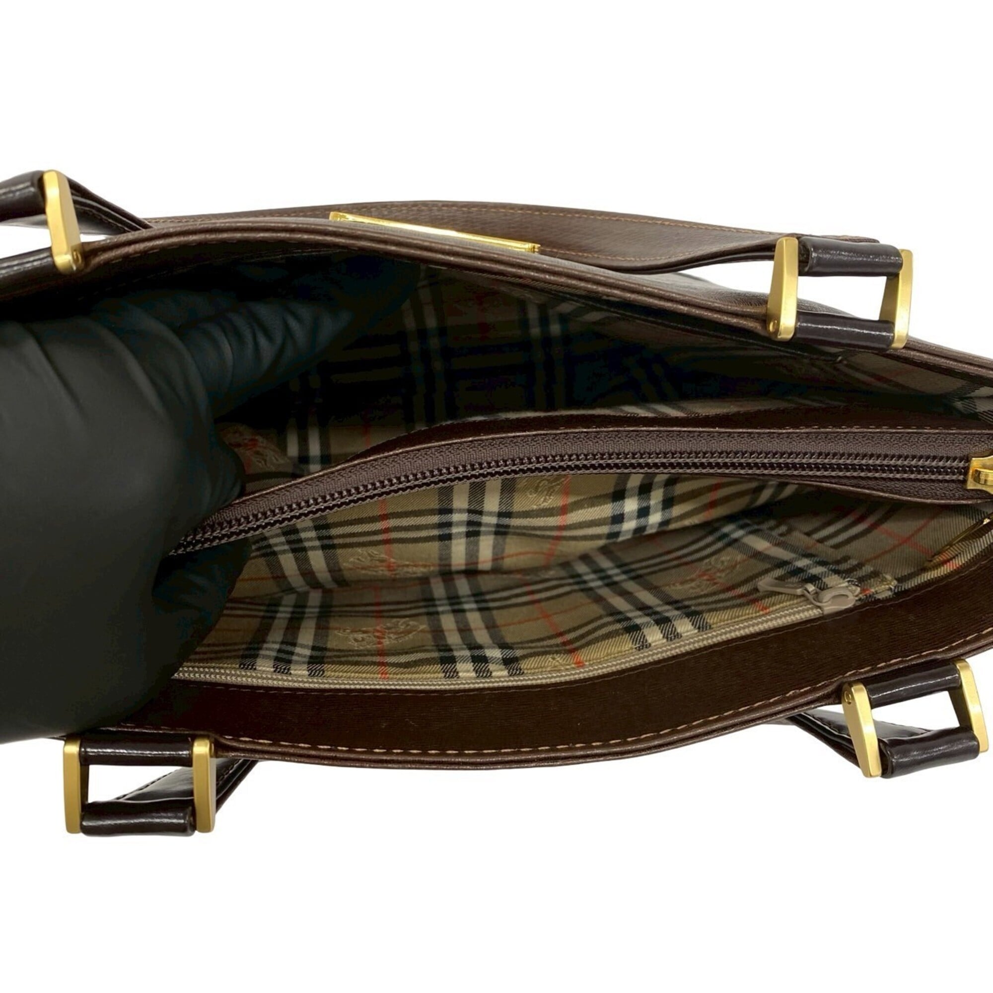 Burberry Brown Leather Handbag Tote Bag (Pre-Owned)