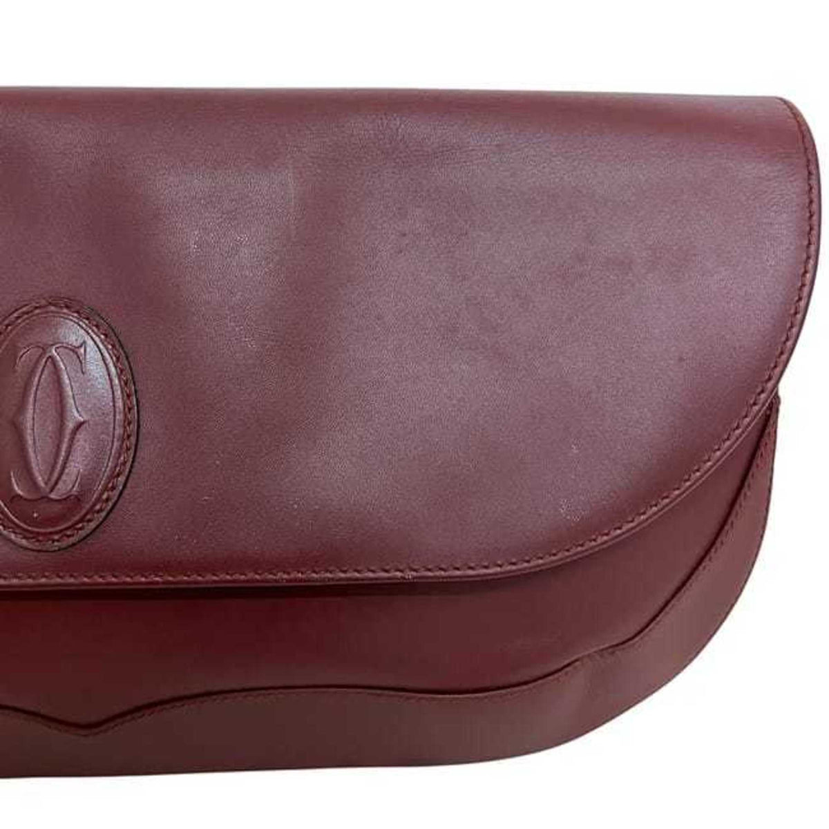 Cartier Must Bordeaux Leather Clutch Bag Handbag (Pre-Owned)