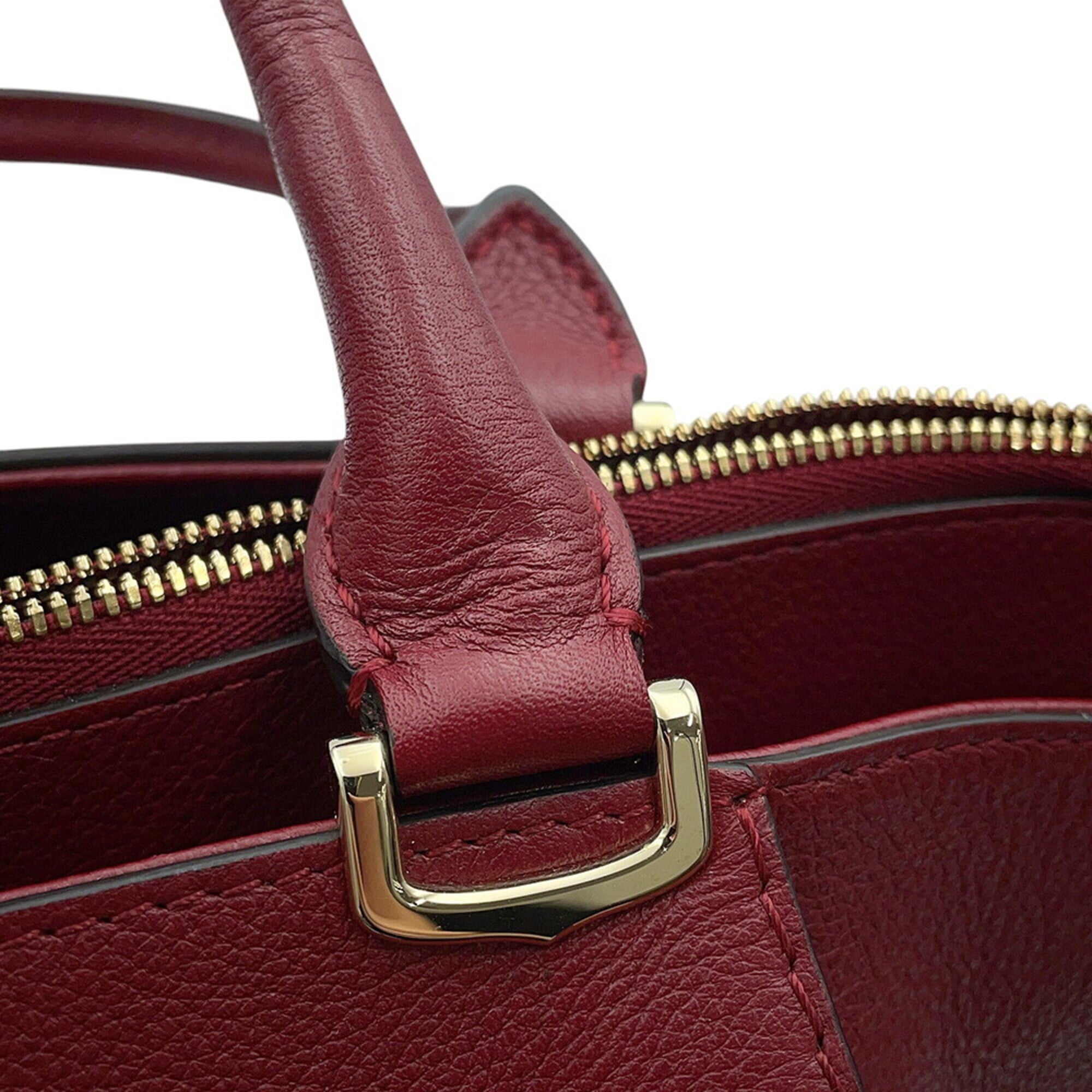 Cartier Bordeaux Leather Handbag Shoulder Bag (Pre-Owned)