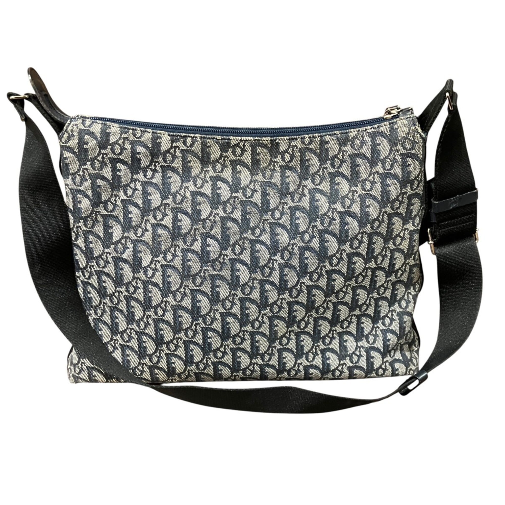 Christian Dior Navy Canvas Leather Shoulder Bag (Pre-Owned)