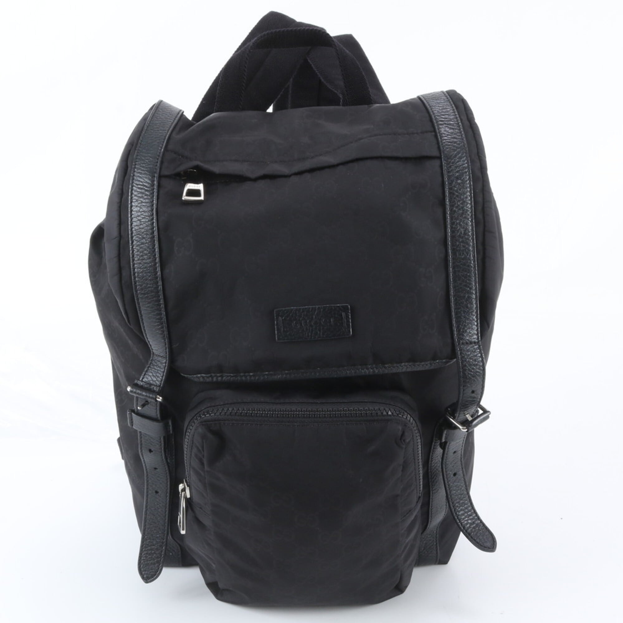 Gucci Black Leather Nylon Backpack Shoulder Bag (Pre-Owned)