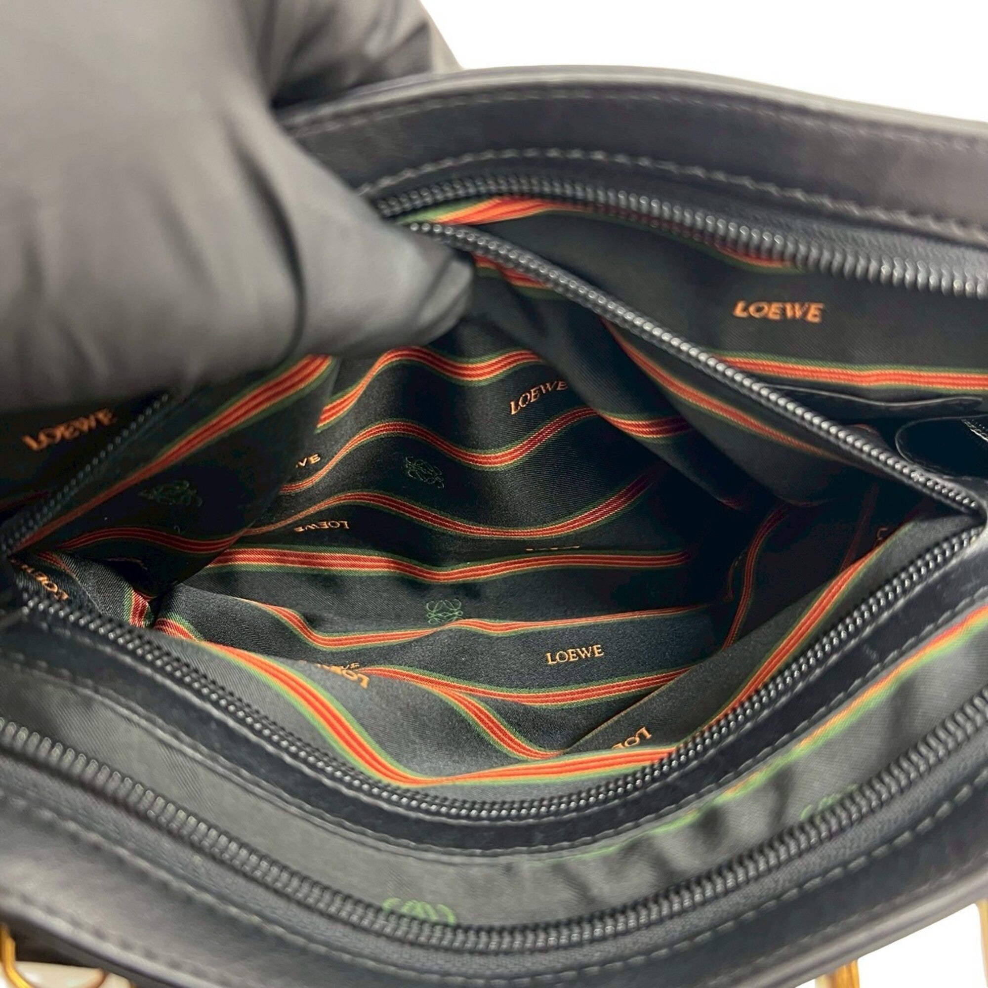 Loewe Black Leather Boston Bag Handbag Tote Bag (Pre-Owned)