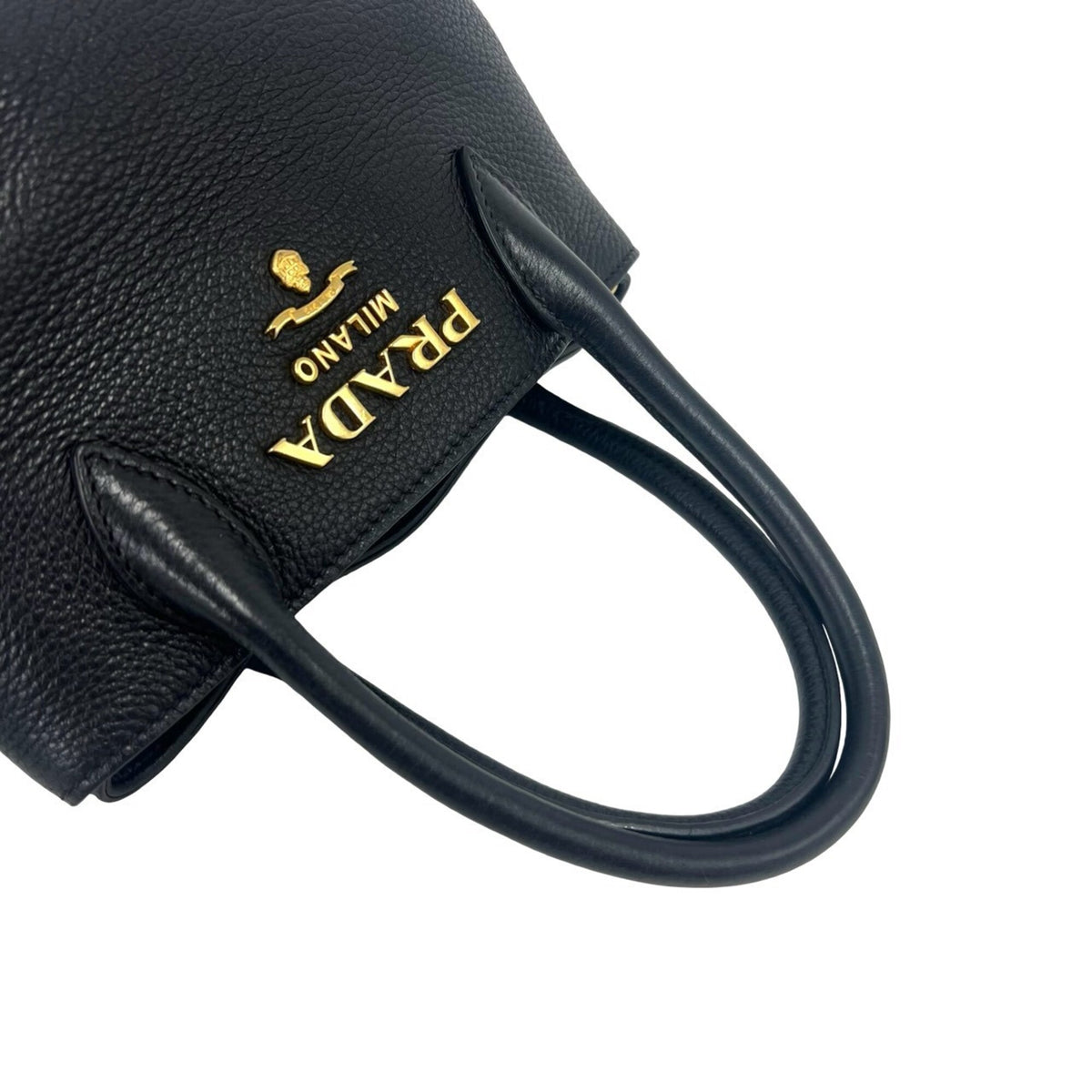 Prada Black Leather Handbag Shoulder Bag Tote Bag (Pre-Owned)