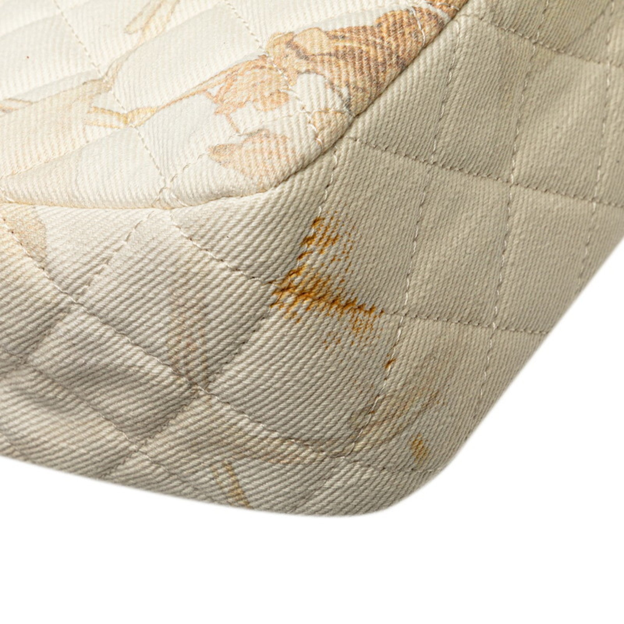 Chanel Matelasse Pink White Cotton Leather Shoulder Bag (Pre-Owned)