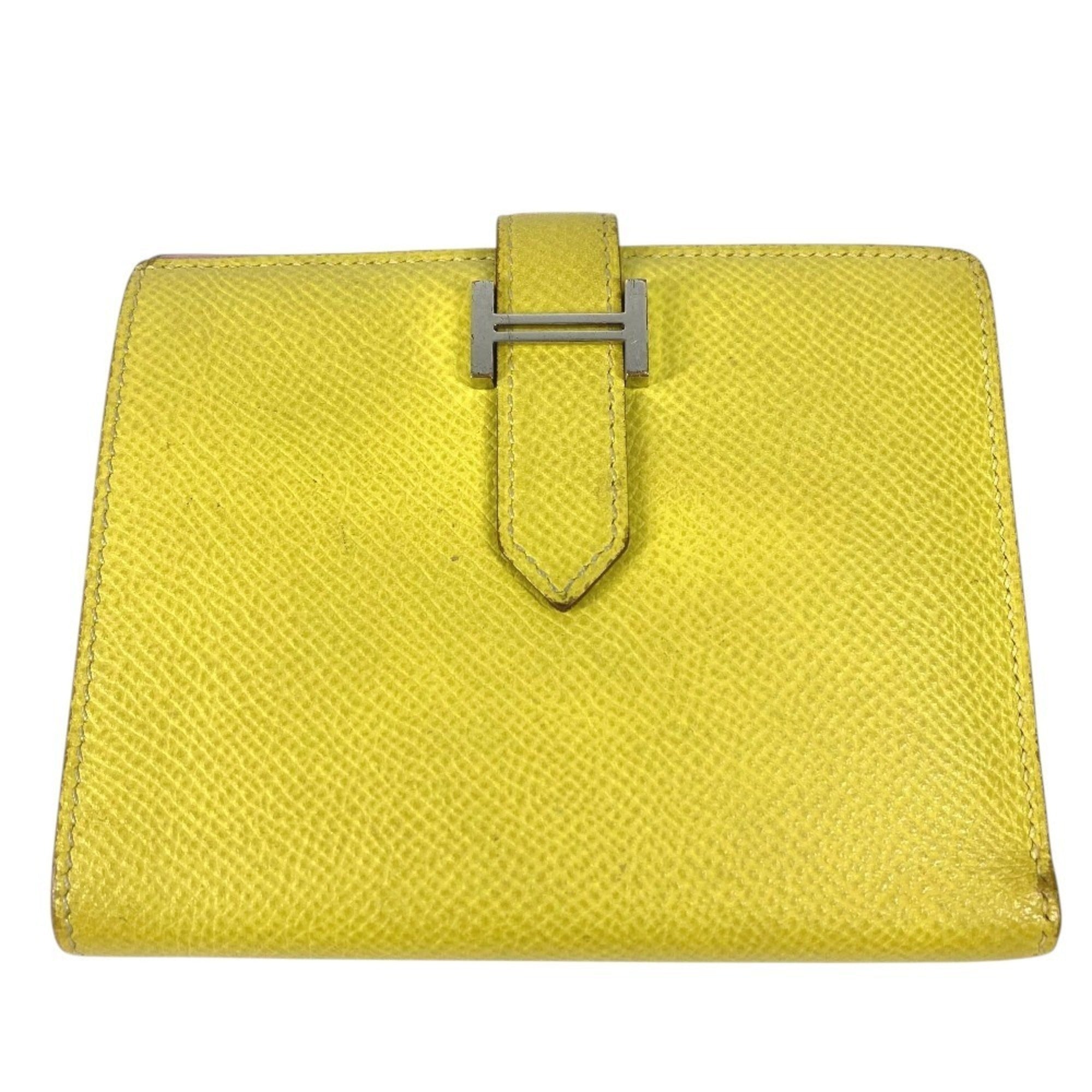 Hermes Pink Yellow Epsom Leather Wallet (Bi-Fold) (Pre-Owned)