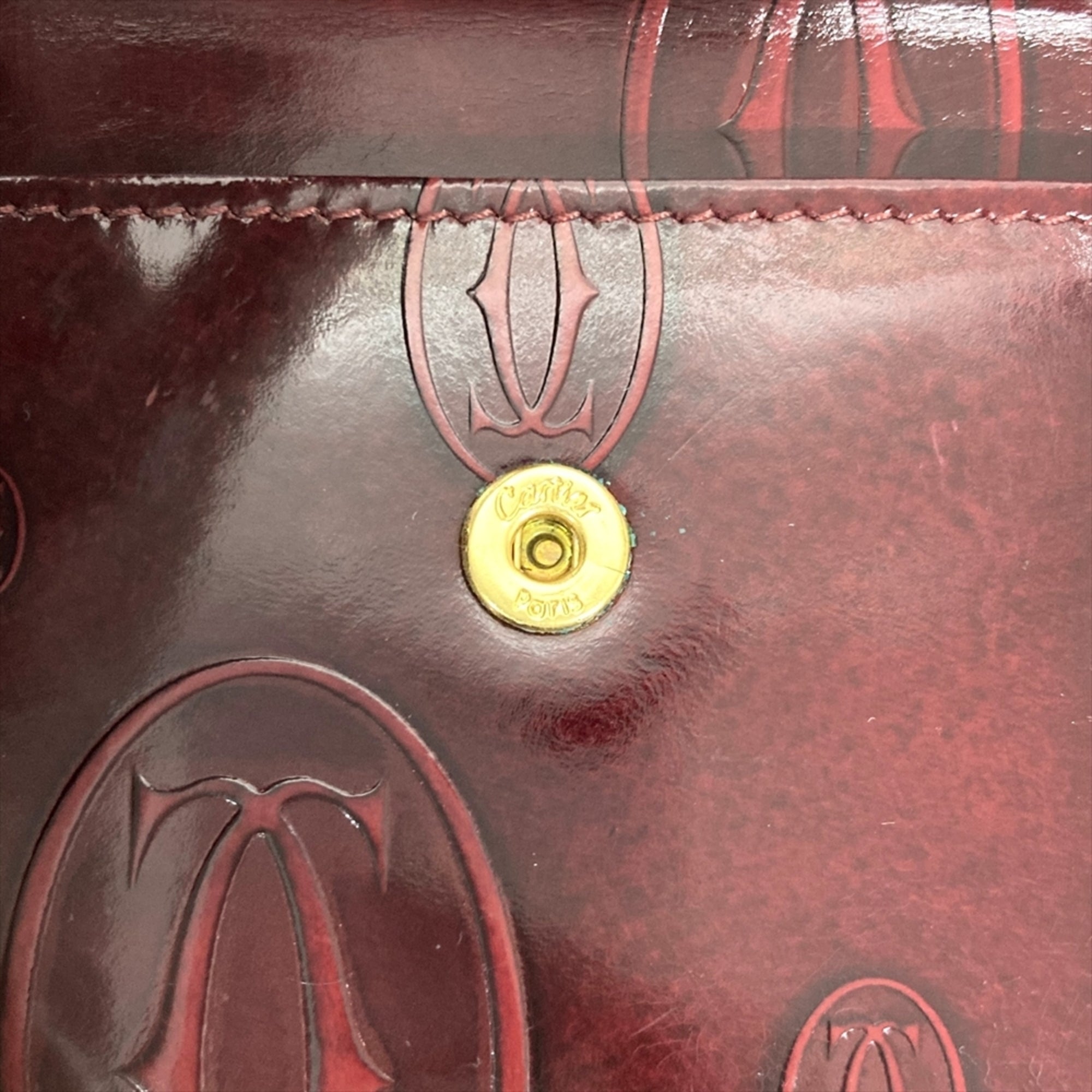 Cartier Happy Birthday Bordeaux Wine Red Patent Leather Wallet (Bi-Fold) (Pre-Owned)