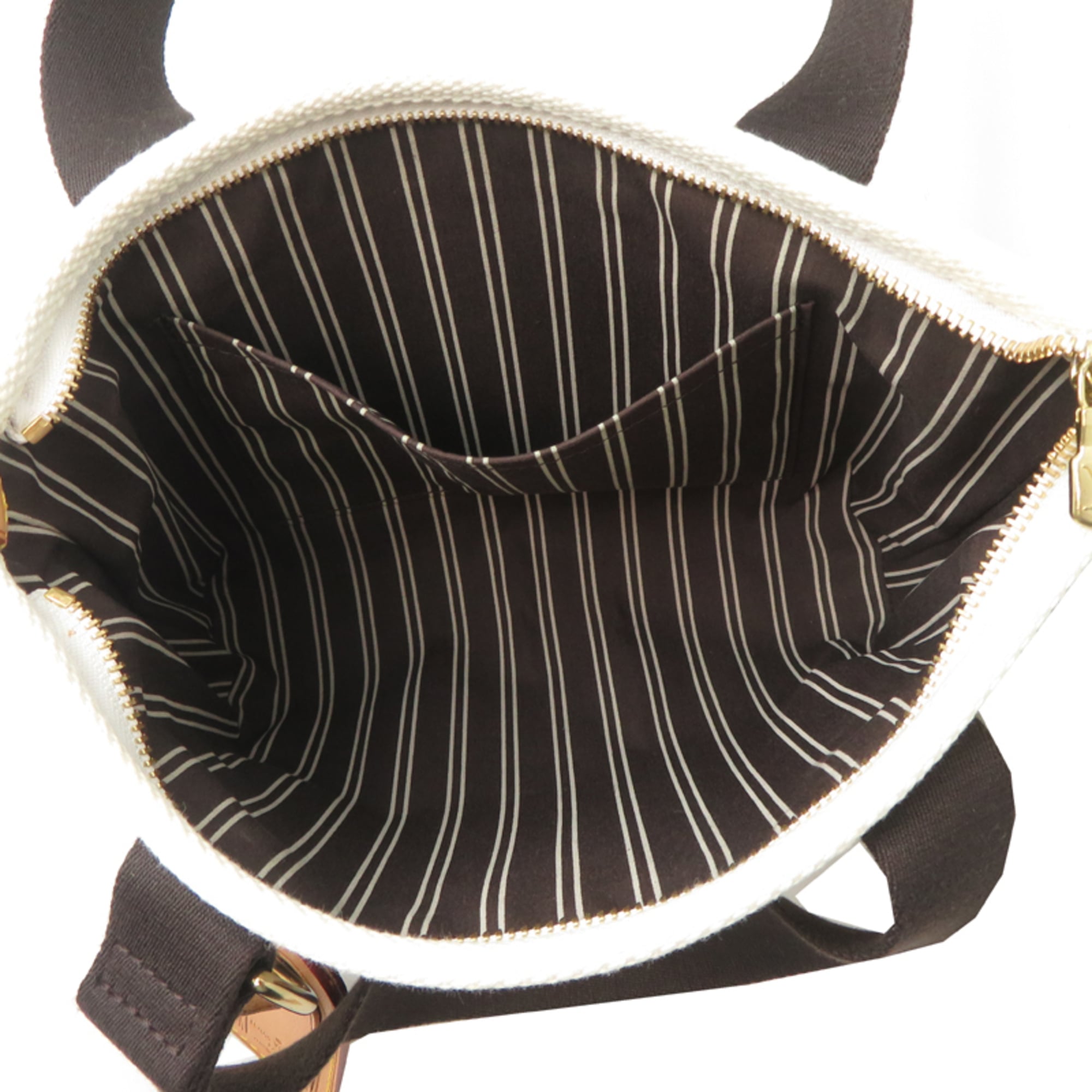Louis Vuitton Brown White Canvas Handbag (Pre-Owned)