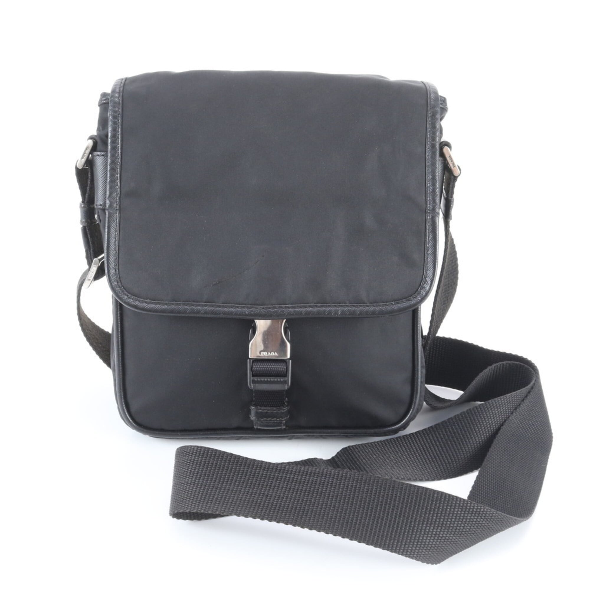 Prada Black Nylon Leather Shoulder Bag (Pre-Owned)