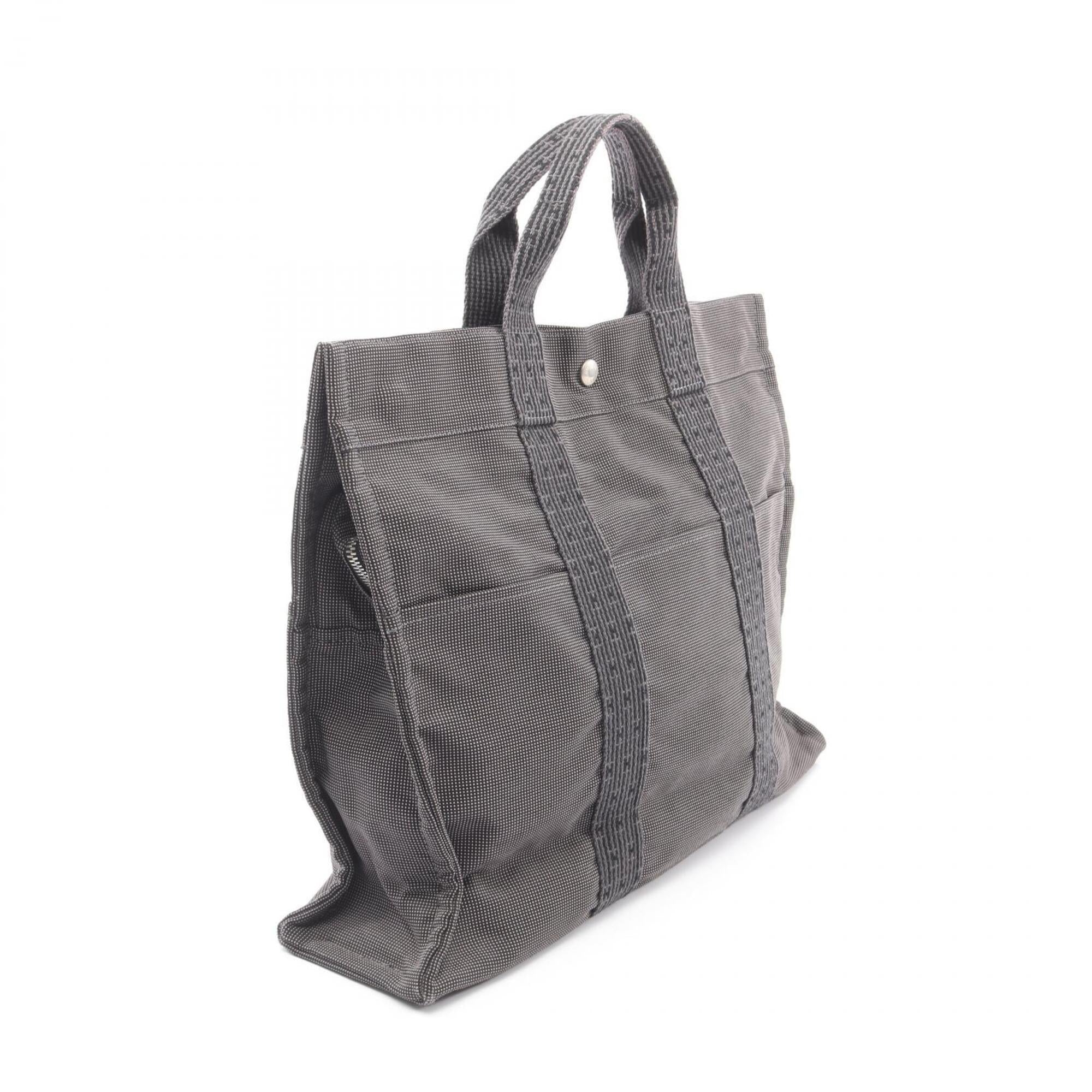 Hermes Gray Nylon Canvas Handbag Tote Bag (Pre-Owned)
