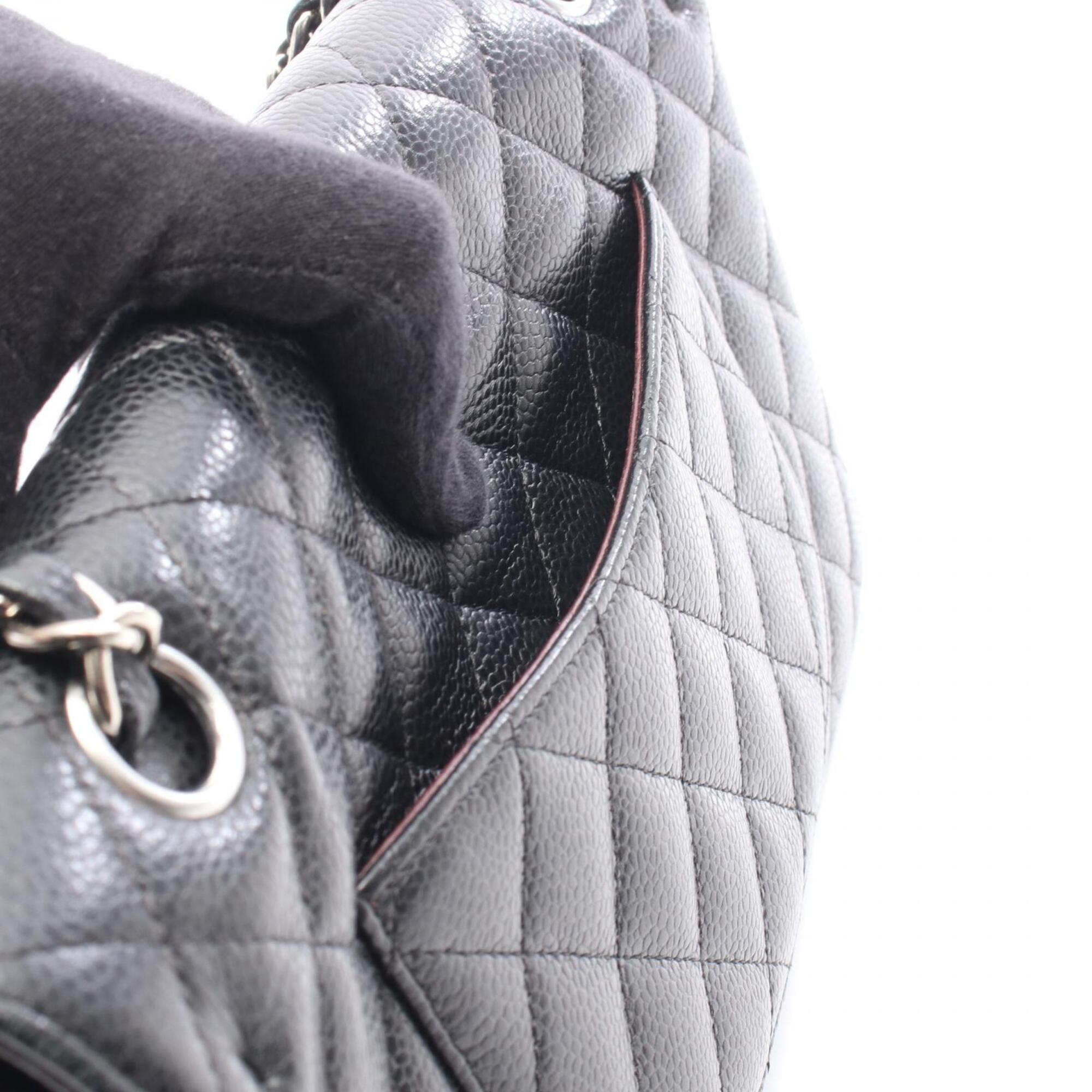 Chanel Black Grained Calfskin Handbag Shoulder Bag (Pre-Owned)