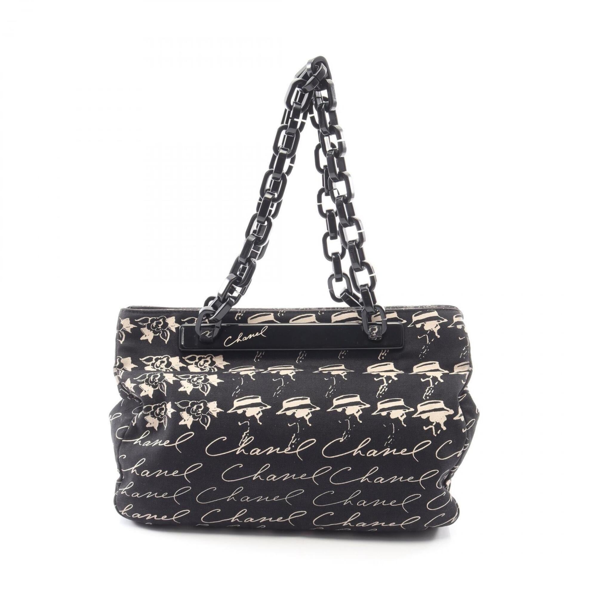 Chanel Black Canvas Handbag Tote Bag (Pre-Owned)