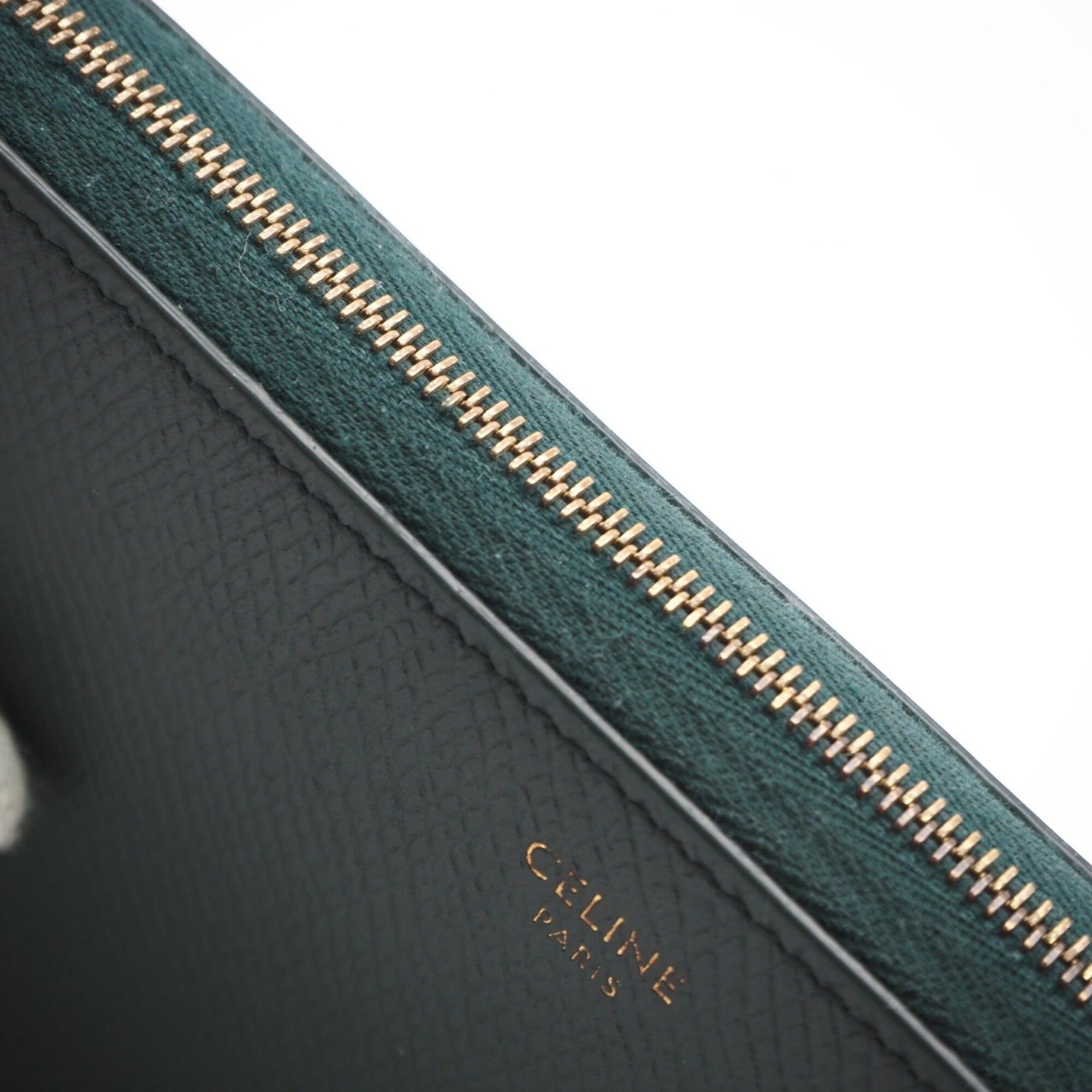 Celine Green Leather Long Wallet (Bi-Fold) (Pre-Owned)