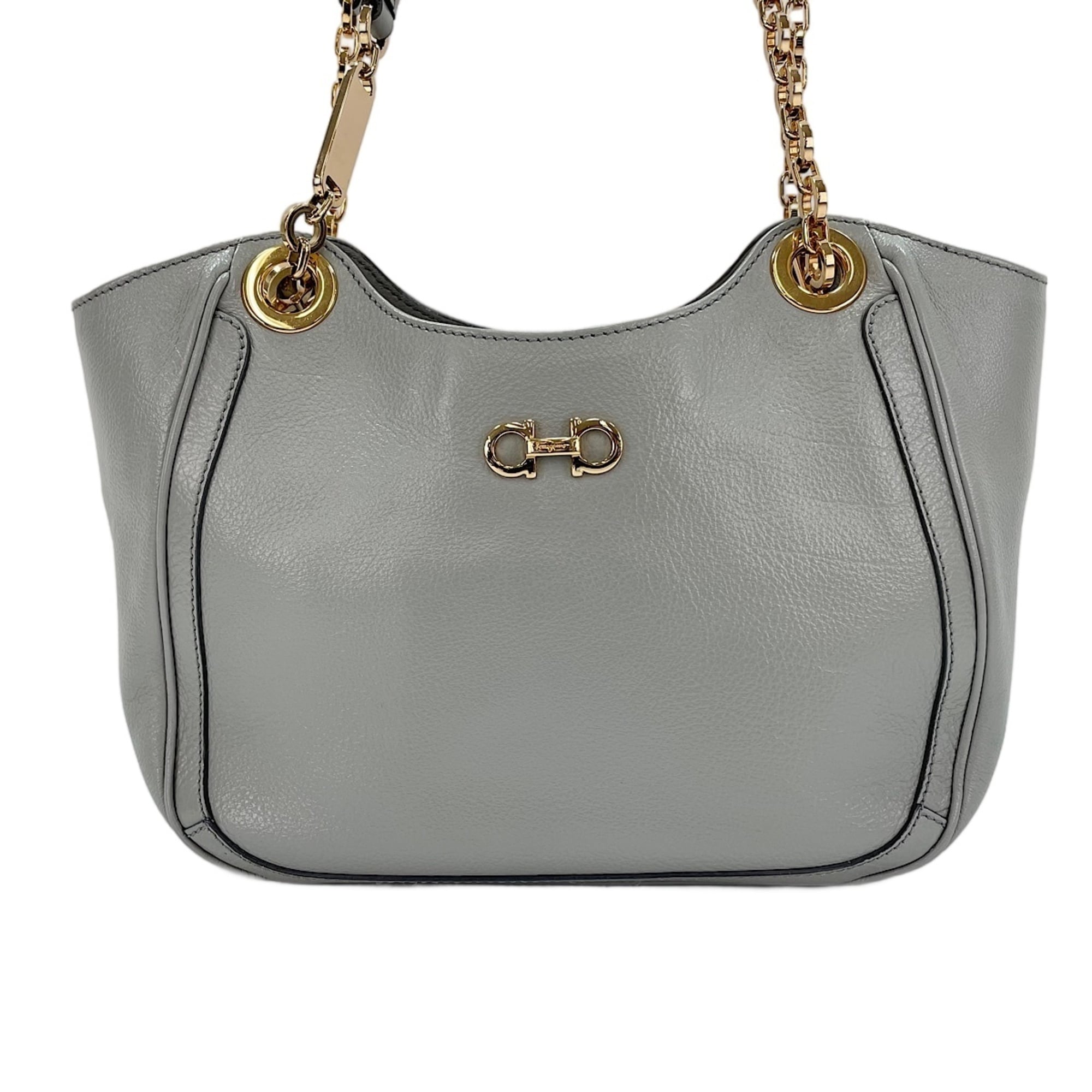 Salvatore Ferragamo Gancini Gray Handbag (Pre-Owned)