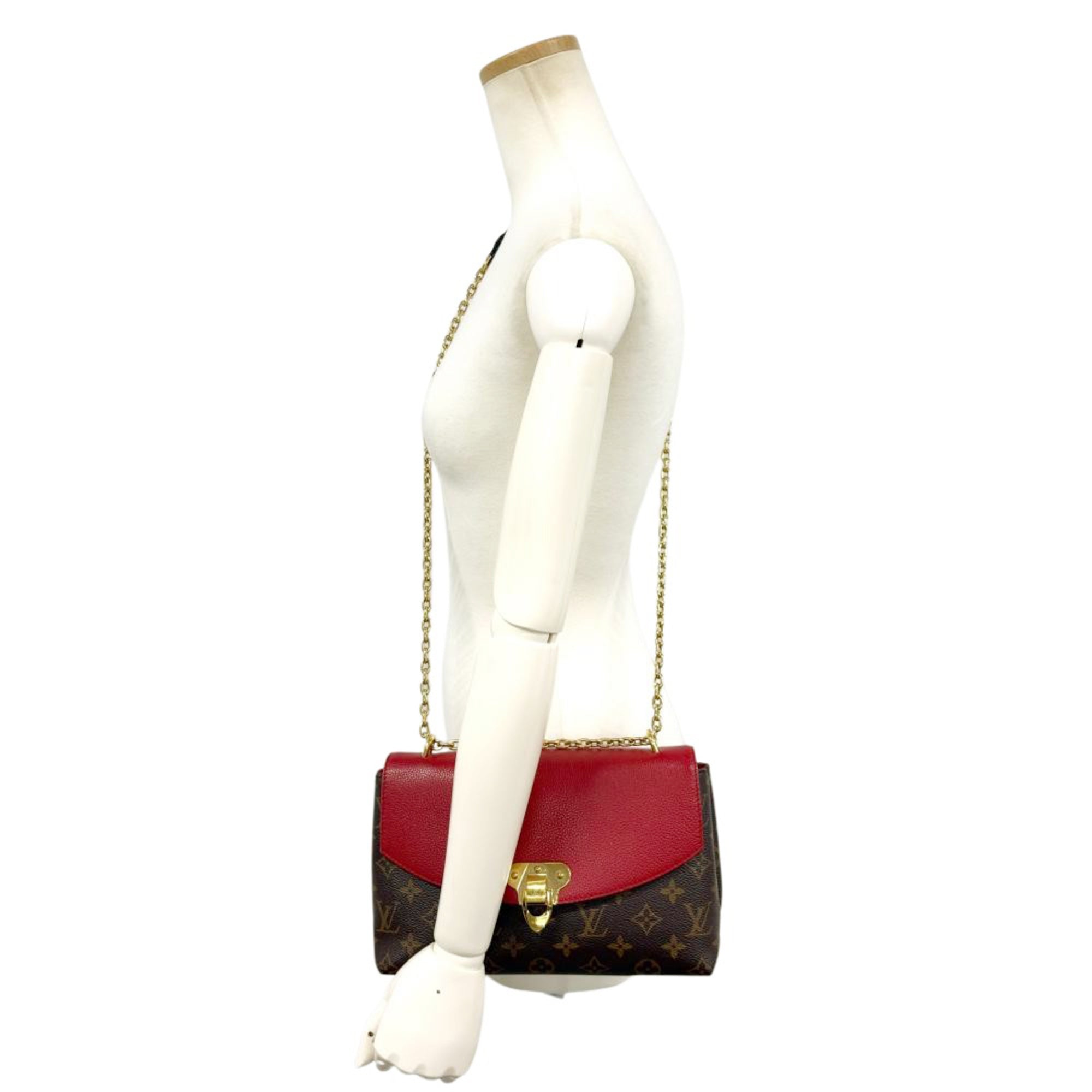 Louis Vuitton Brown Cerise Red Color Monogram Canvas Shoulder Bag (Pre-Owned)