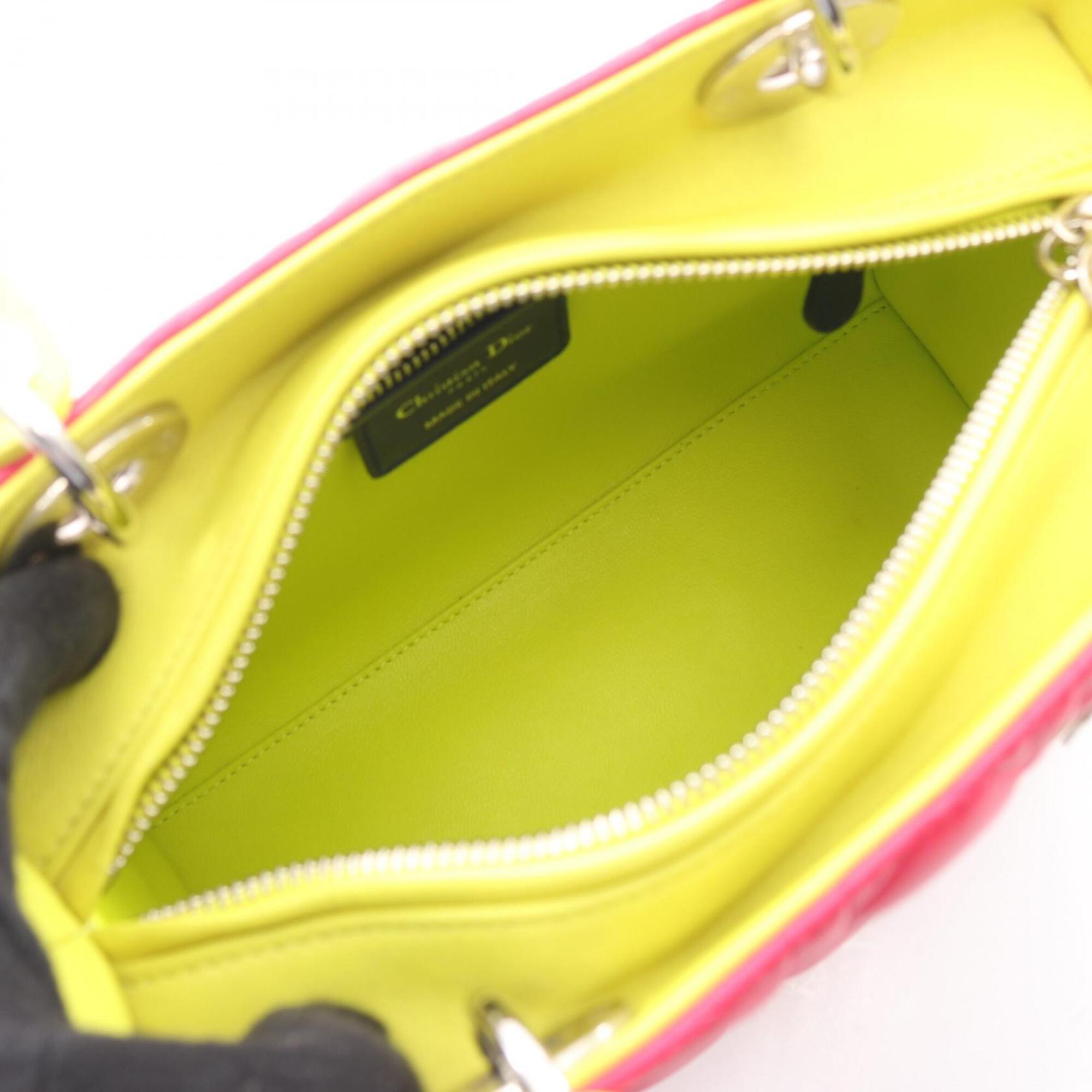 Christian Dior Blue Pink Yellow Leather Handbag (Pre-Owned)
