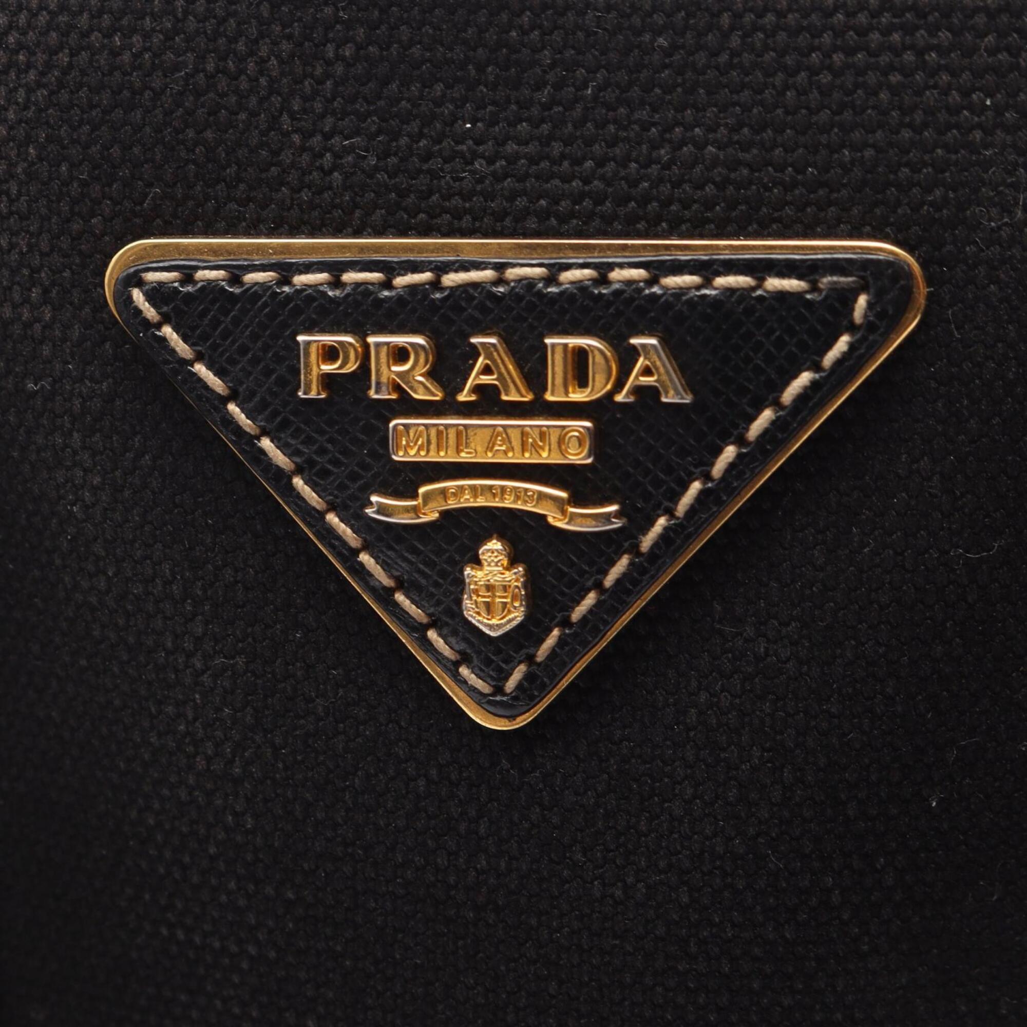 Prada Black Canvas Leather Handbag (Pre-Owned)