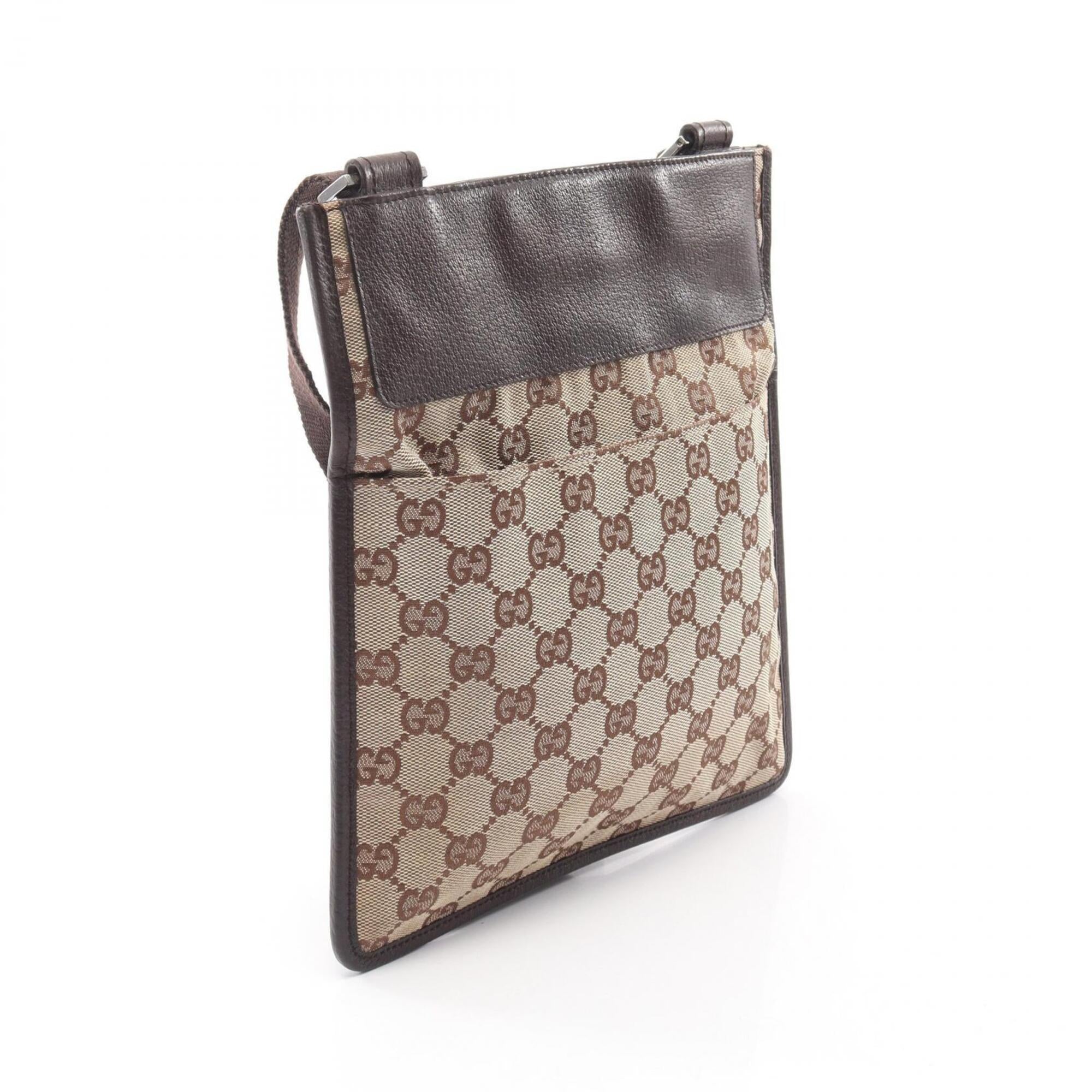 Gucci Beige Brown Gg Canvas Leather Handbag Shoulder Bag (Pre-Owned)