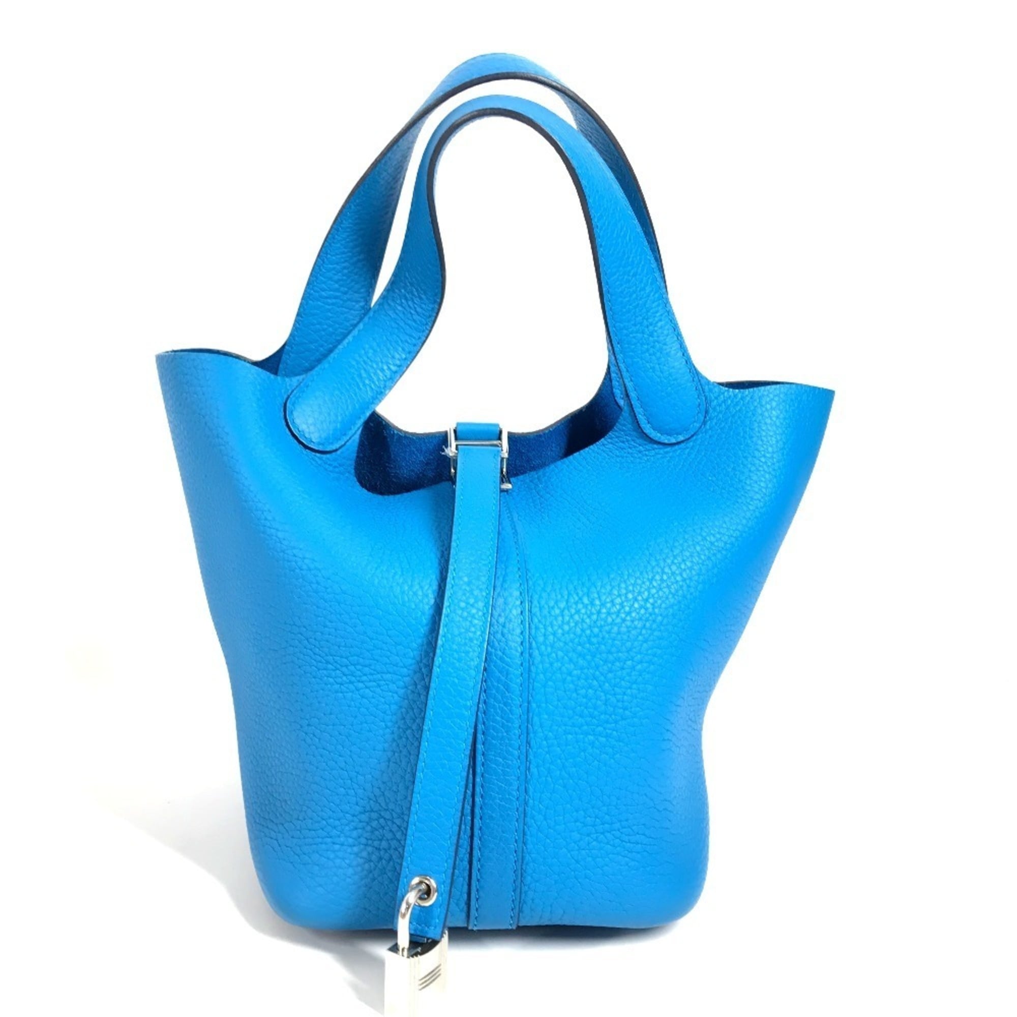 Hermes Blue Taurillon Clemence Leather Handbag Tote Bag (Pre-Owned)