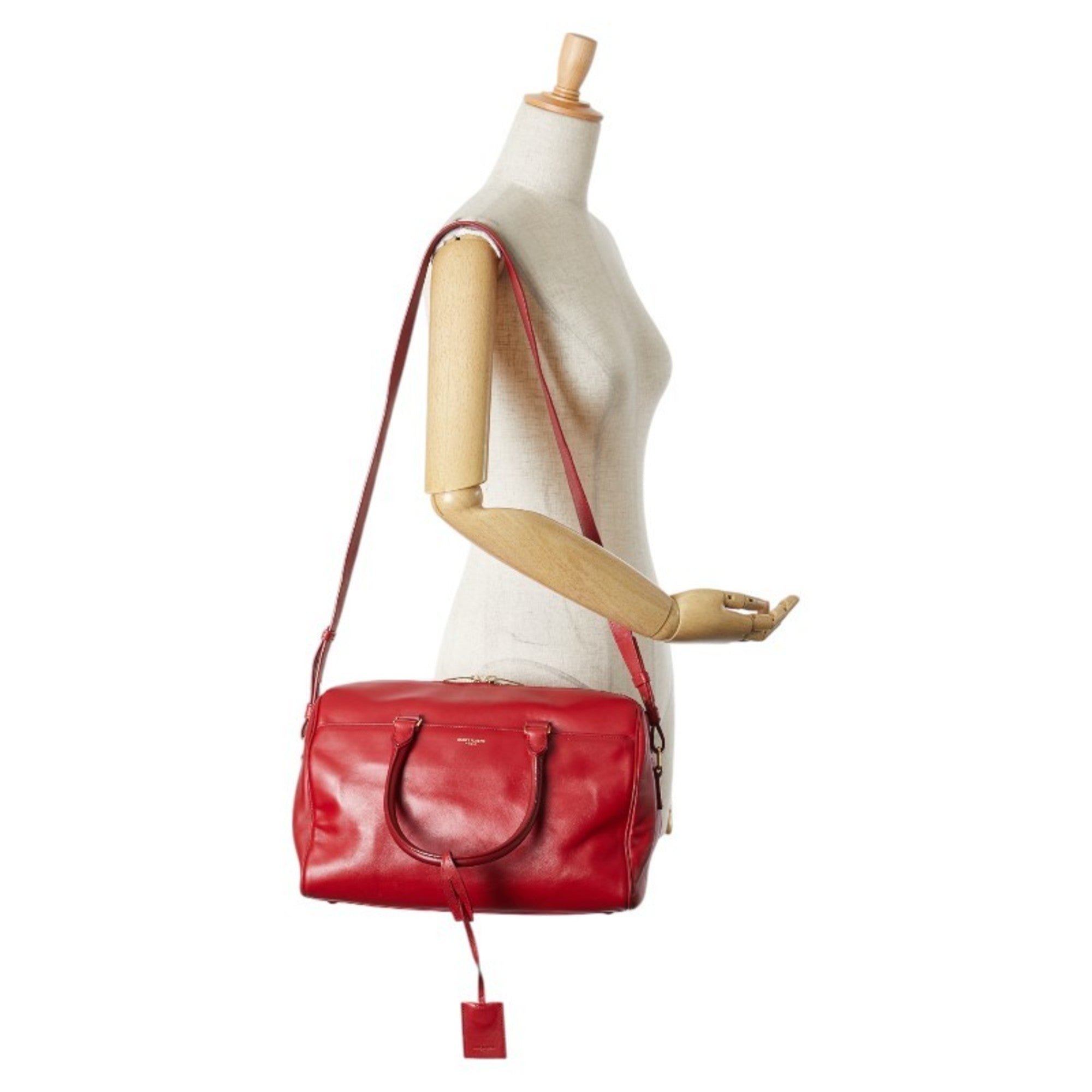 Saint Laurent Red Color Leather Handbag Shoulder Bag (Pre-Owned)