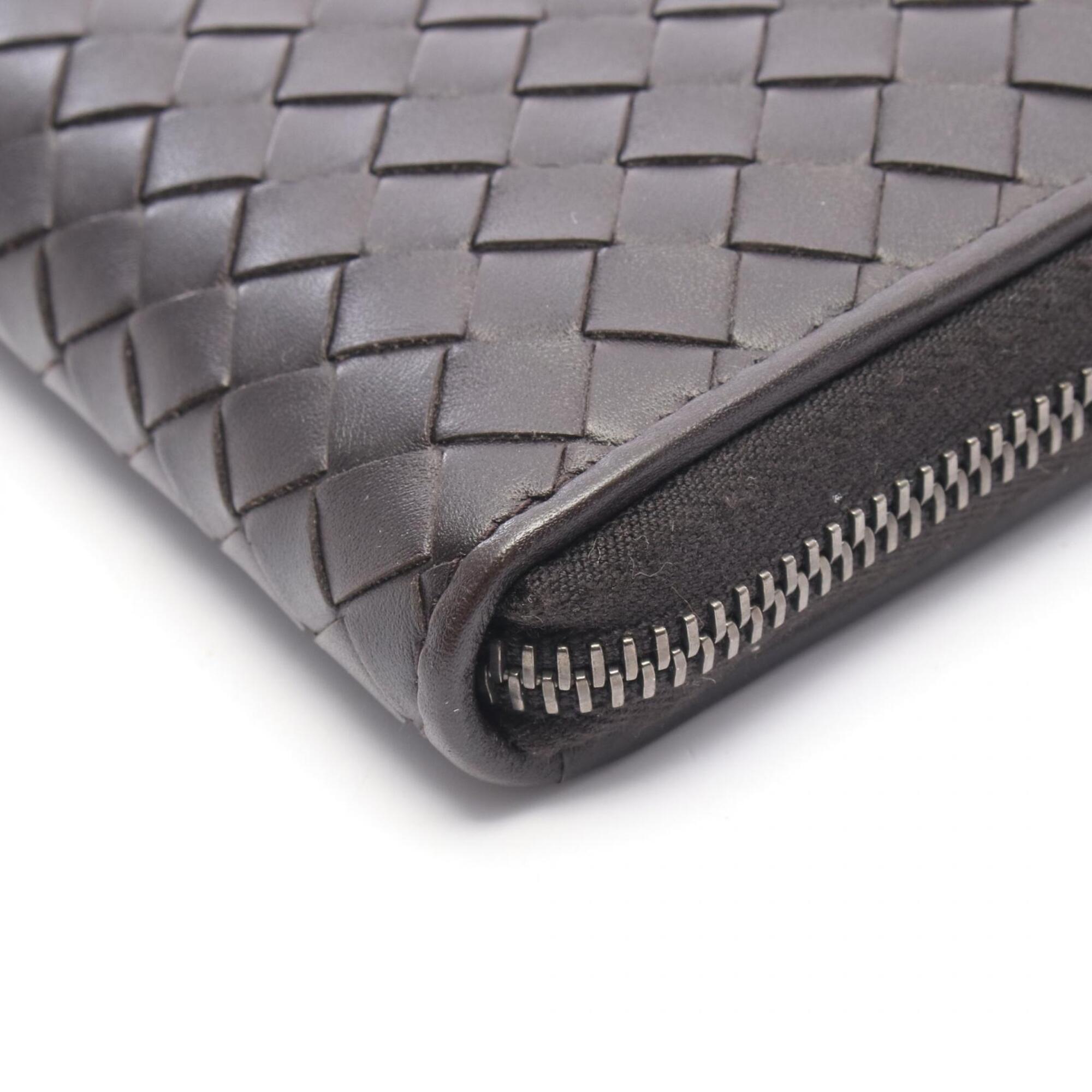 Bottega Veneta Intrecciato Brown Leather Long Wallet (Bi-Fold) (Pre-Owned)