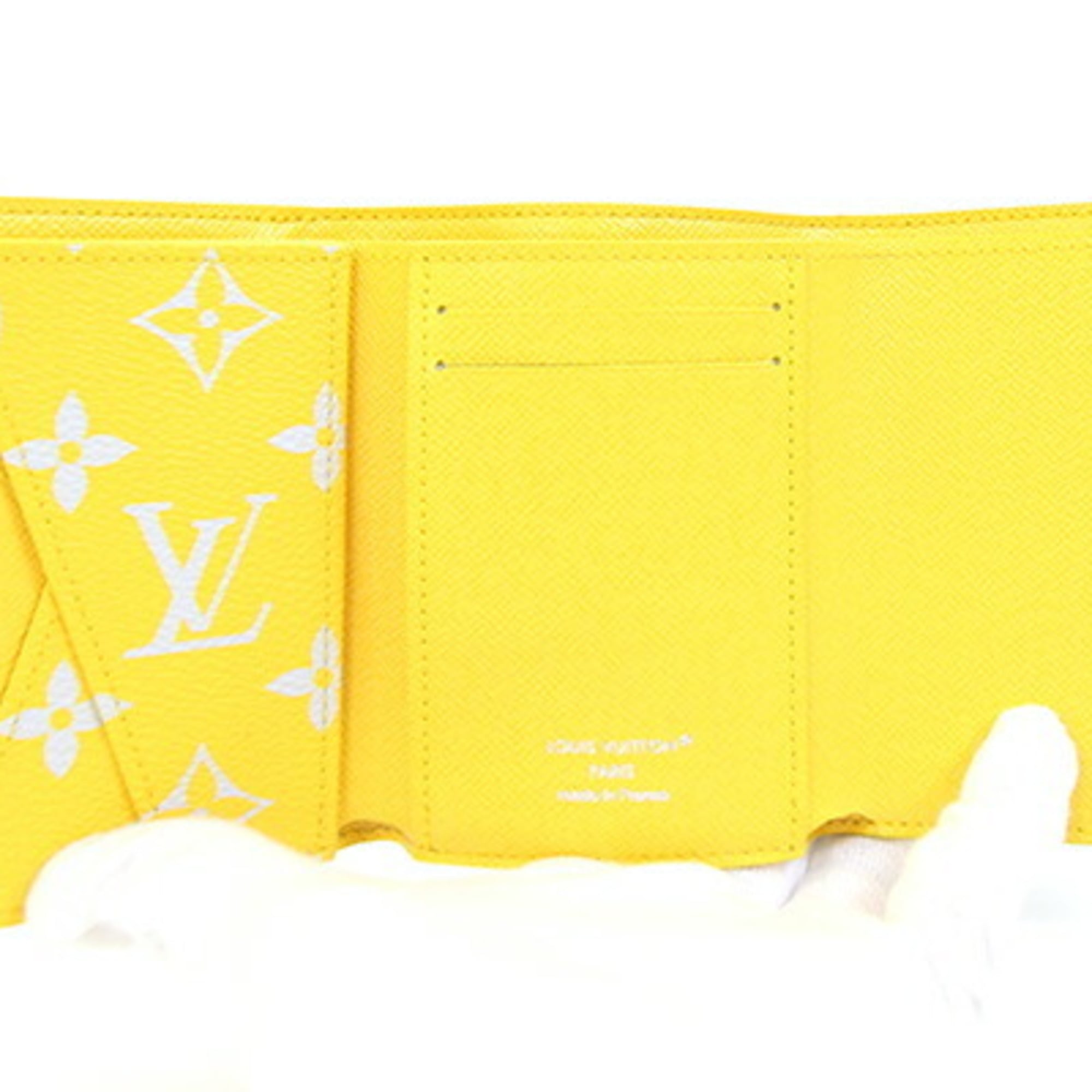 Louis Vuitton Light Gray Yellow Monogram Canvas Wallet (Tri-Fold) (Pre-Owned)