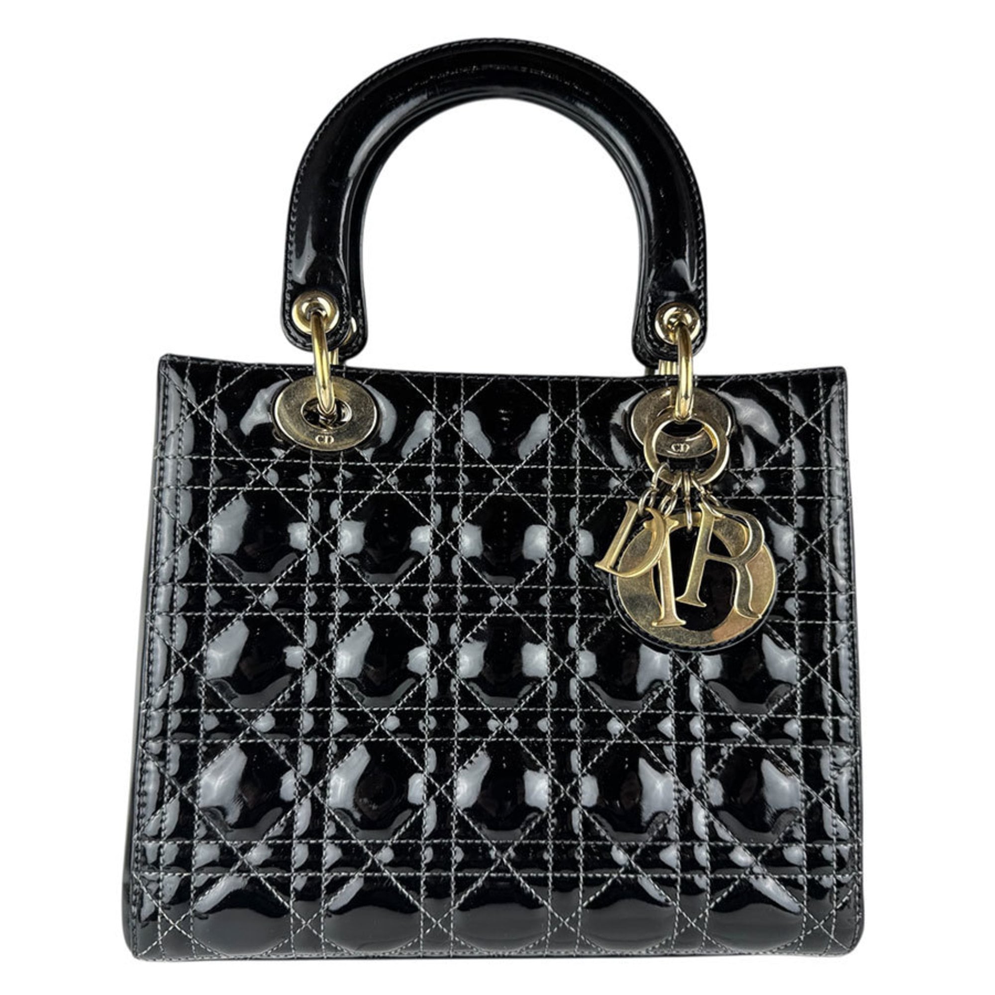 Christian Dior Black Patent Leather Handbag Shoulder Bag (Pre-Owned)
