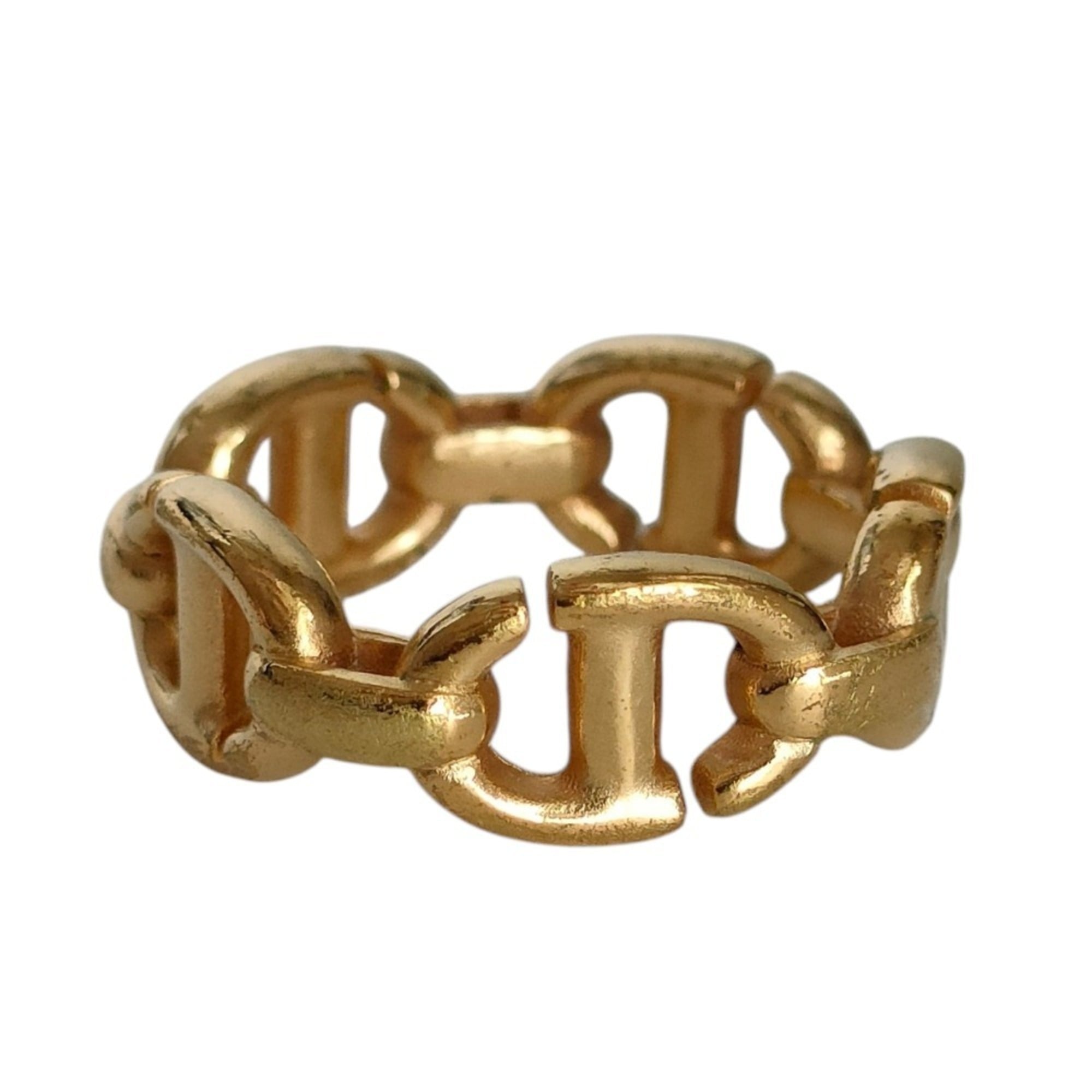 Christian Dior Gold Gold Plating Metal Band Ring (Pre-Owned)