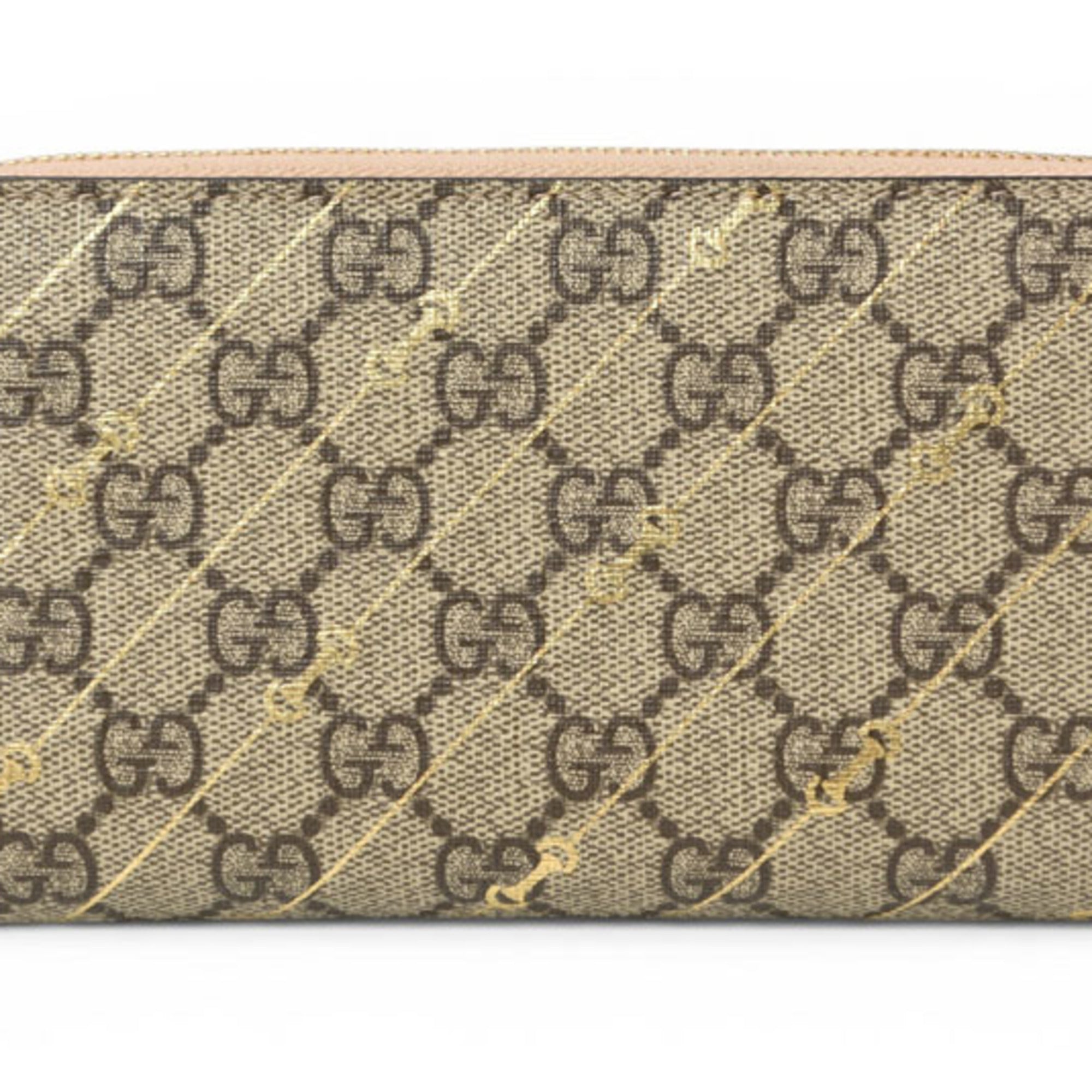 Gucci Beige Brown Gg Supreme Leather Long Wallet (Bi-Fold) (Pre-Owned)