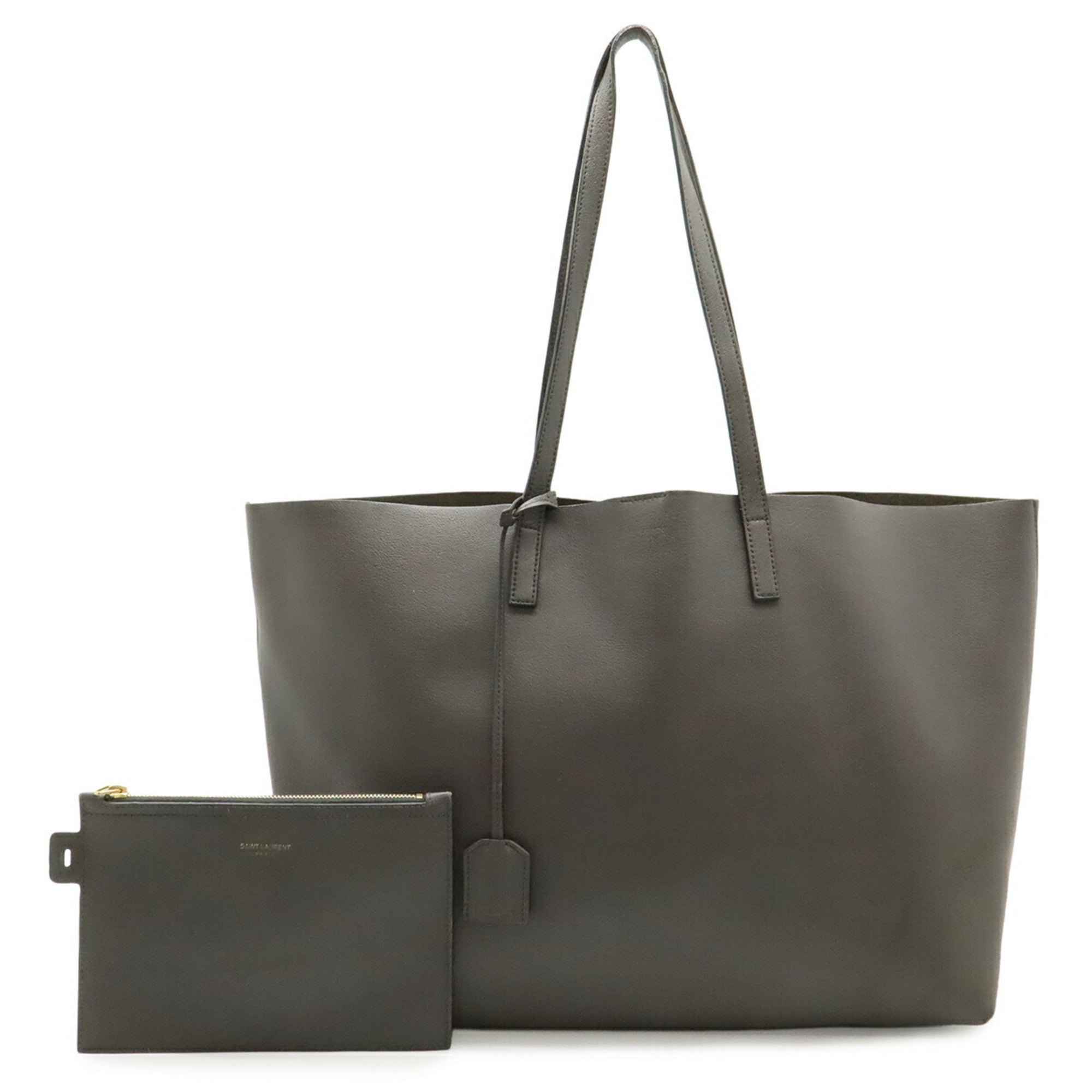 Yves Saint Laurent Gray Leather Shoulder Bag (Pre-Owned)
