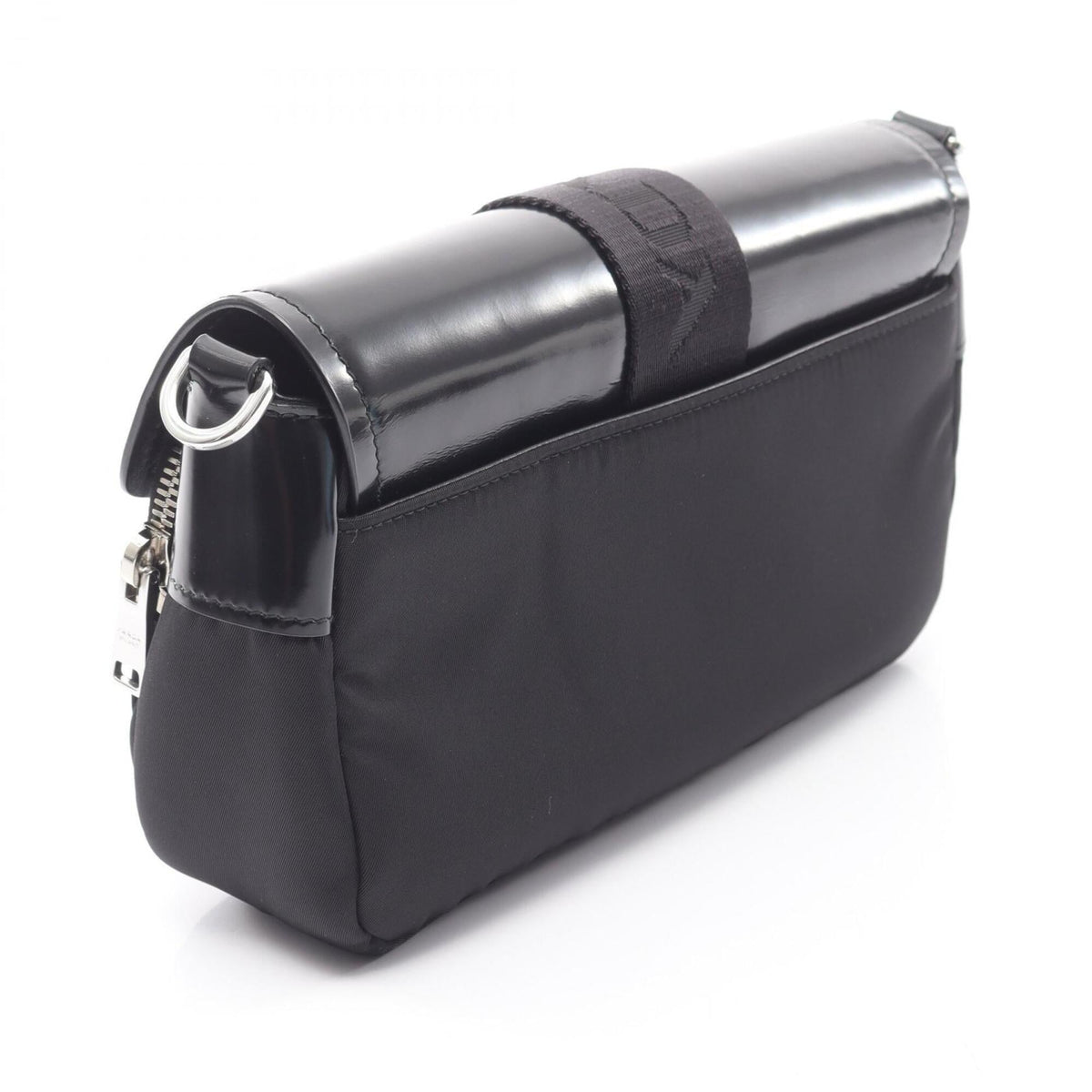 Prada Black Nylon Leather Handbag Pouch Shoulder Bag (Pre-Owned)