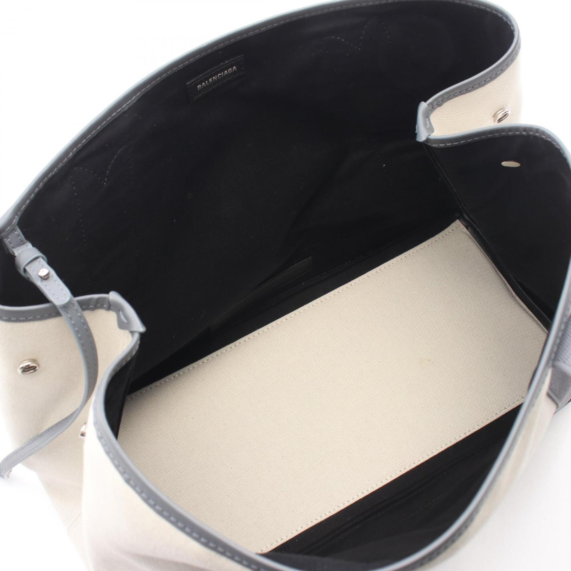 Balenciaga Gray Ivory Canvas Leather Handbag Pouch Tote Bag (Pre-Owned)