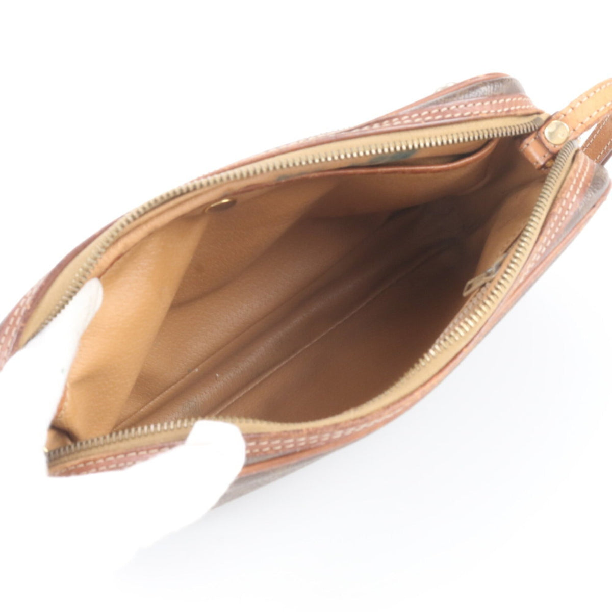 Celine Brown Leather Coated Canvas Clutch Bag Pouch (Pre-Owned)