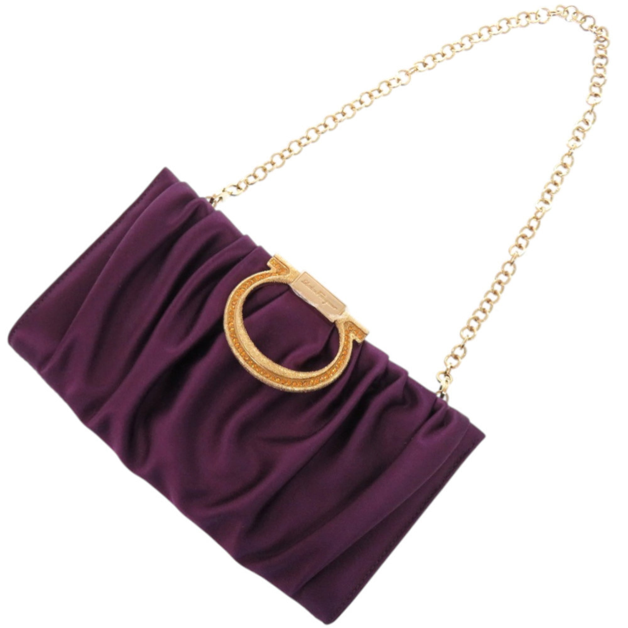 Salvatore Ferragamo Purple Satin Clutch Bag (Pre-Owned)