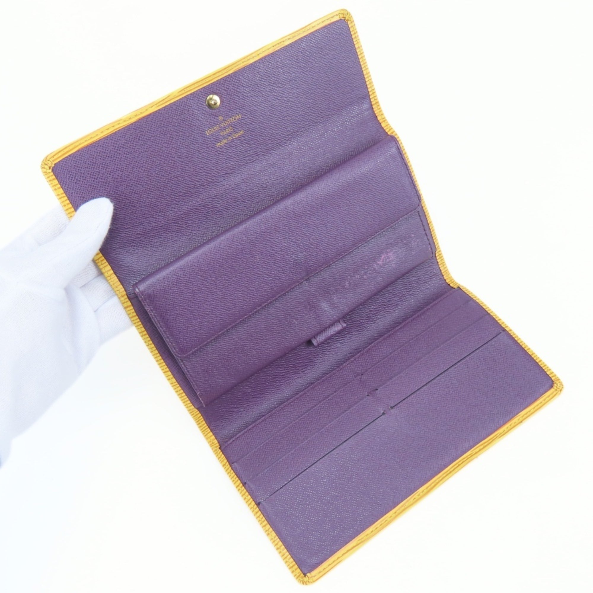 Louis Vuitton Purple Yellow Epi Leather Wallet (Tri-Fold) (Pre-Owned)