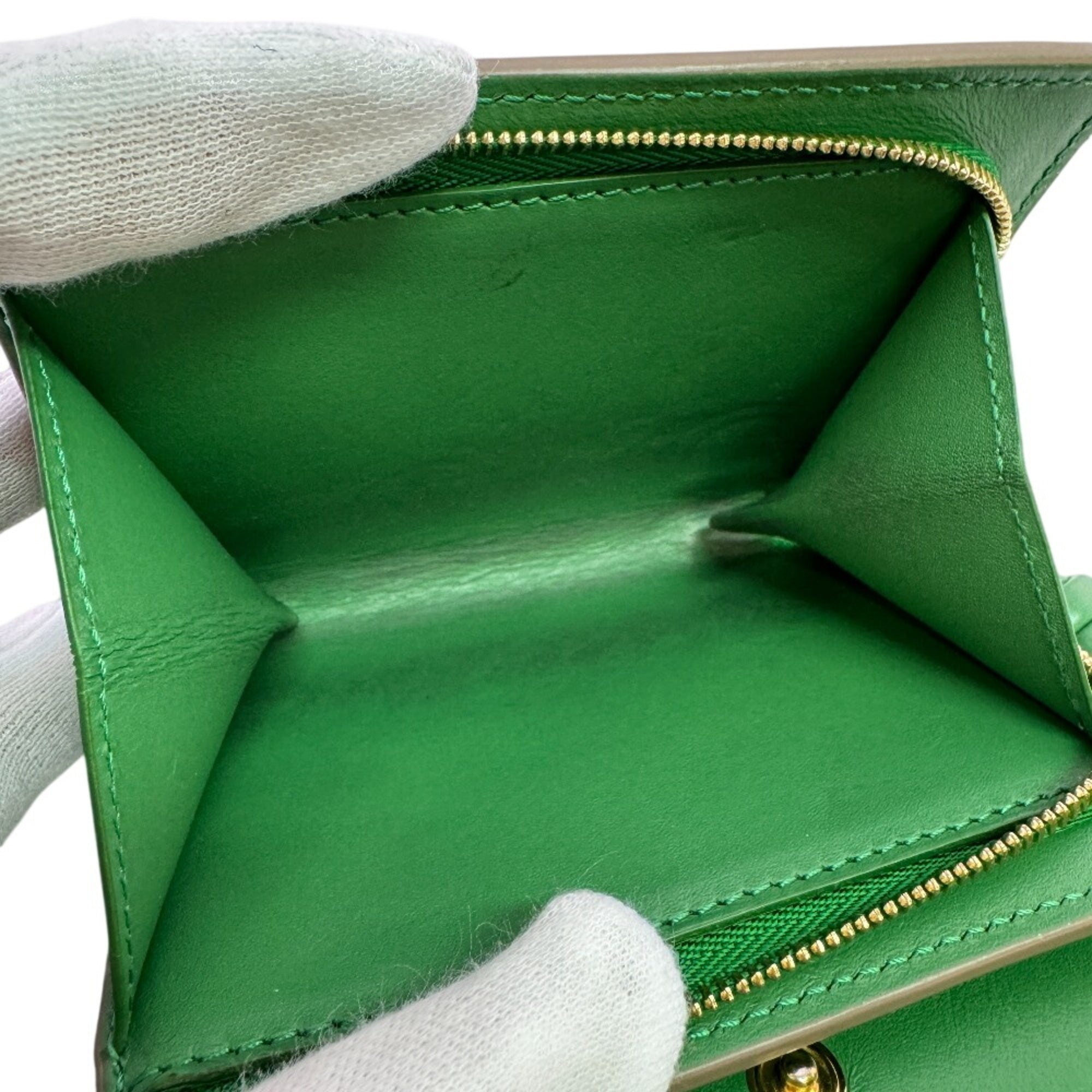 Loewe Beige Green Leather Wallet (Bi-Fold) (Pre-Owned)