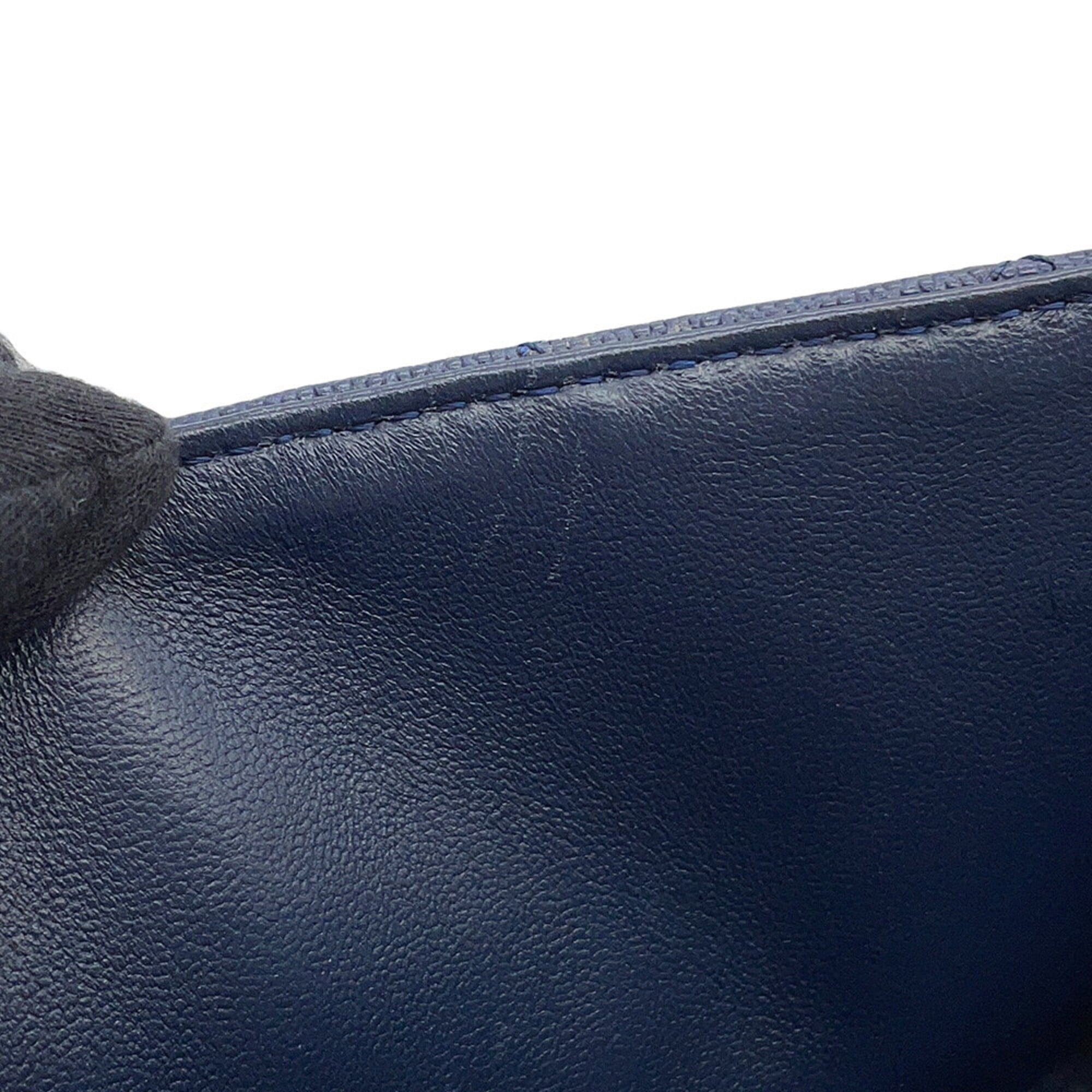 Chanel Navy Grained Calfskin Handbag Shoulder Bag (Pre-Owned)