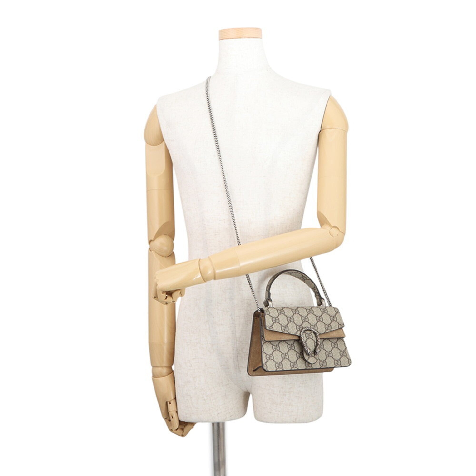 Gucci Beige Gg Supreme Suede Handbag Shoulder Bag (Pre-Owned)