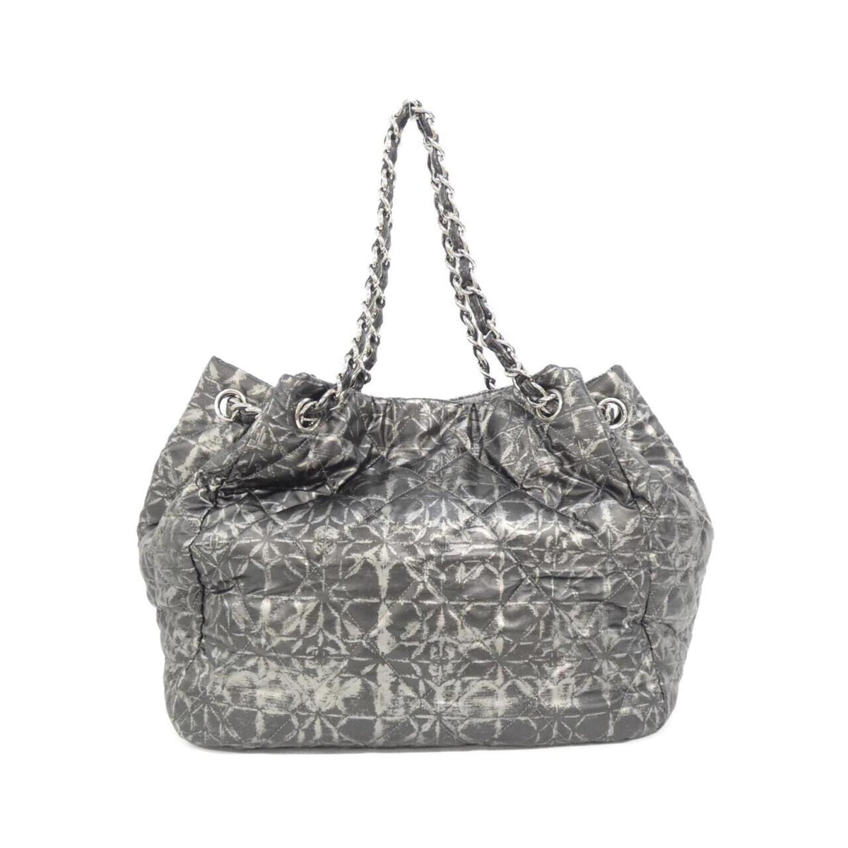 Chanel Black Silver Polyester Handbag (Pre-Owned)