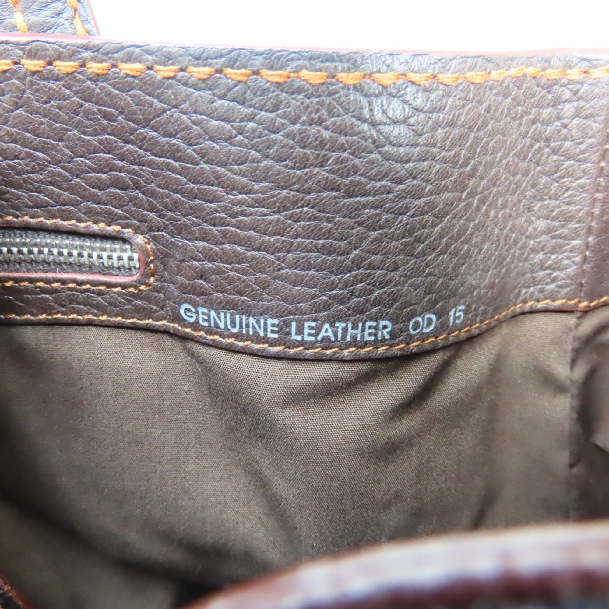 Tod's Dark Brown Orange Leather Handbag (Pre-Owned)