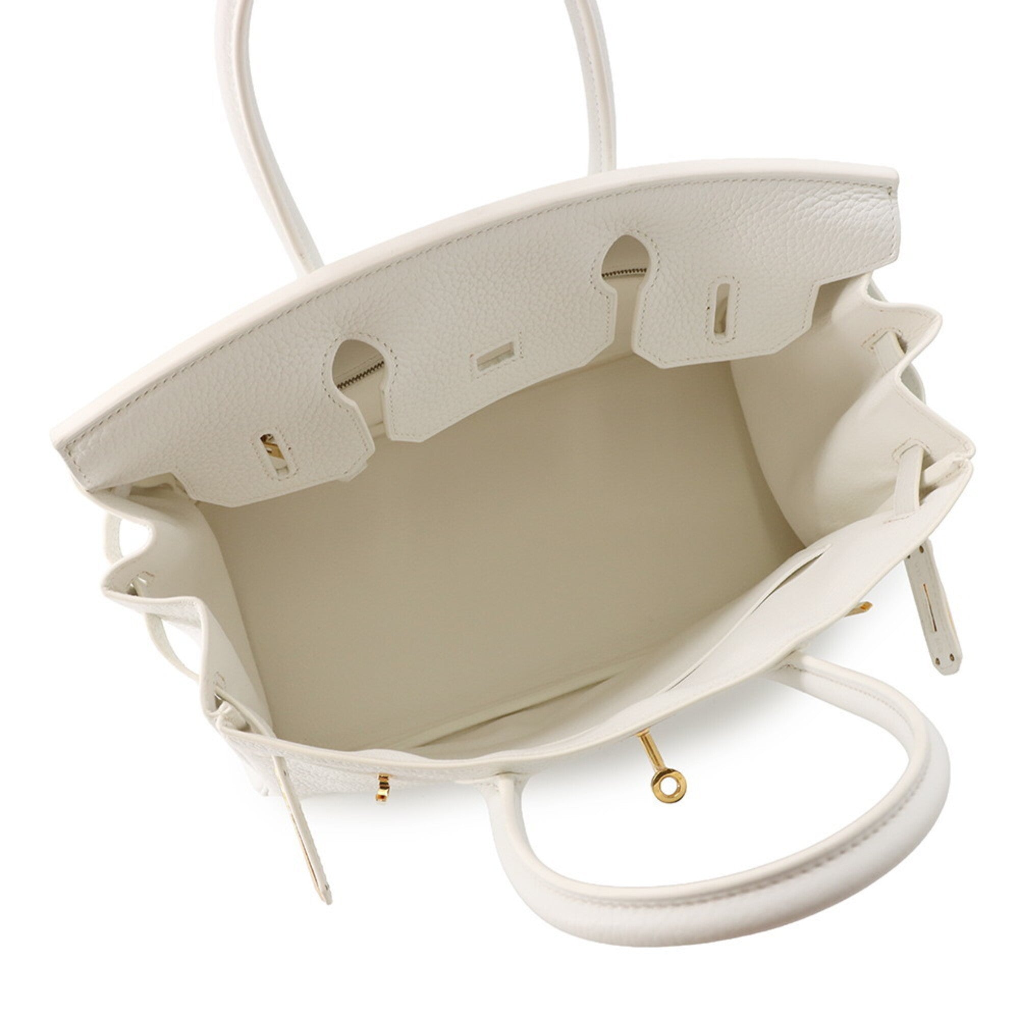 Hermes White Taurillon Clemence Leather Handbag (Pre-Owned)