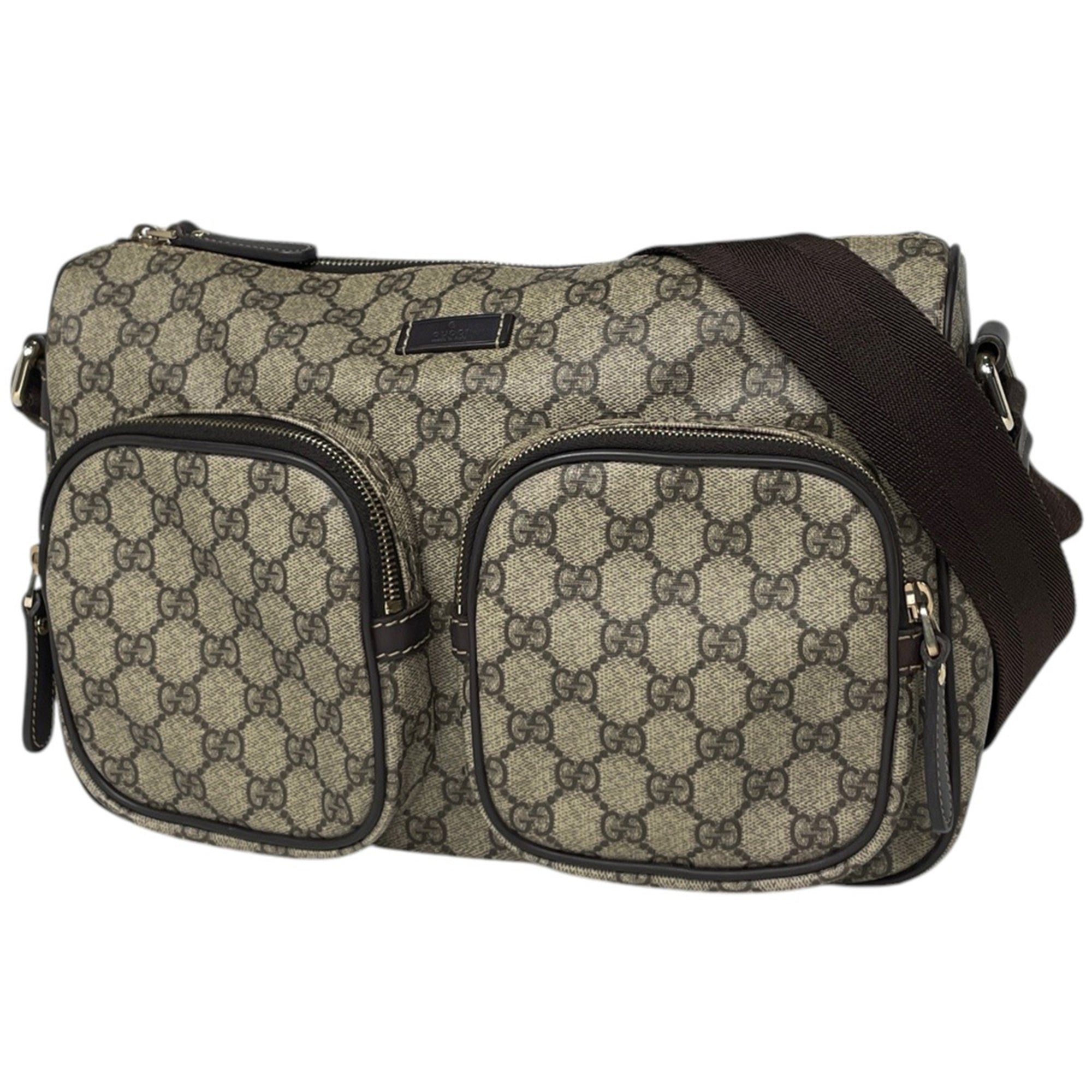 Gucci Brown Coated Canvas Leather Shoulder Bag (Pre-Owned)
