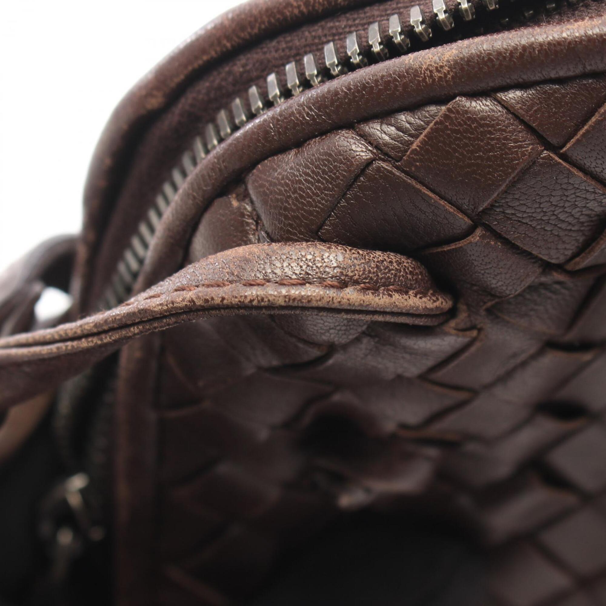 Bottega Veneta Intrecciato Brown Leather Handbag Shoulder Bag (Pre-Owned)