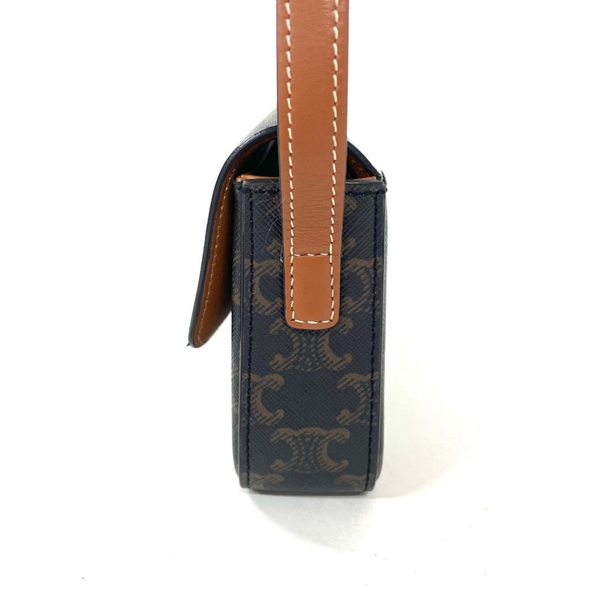 Celine Brown Coated Canvas Leather Shoulder Bag (Pre-Owned)