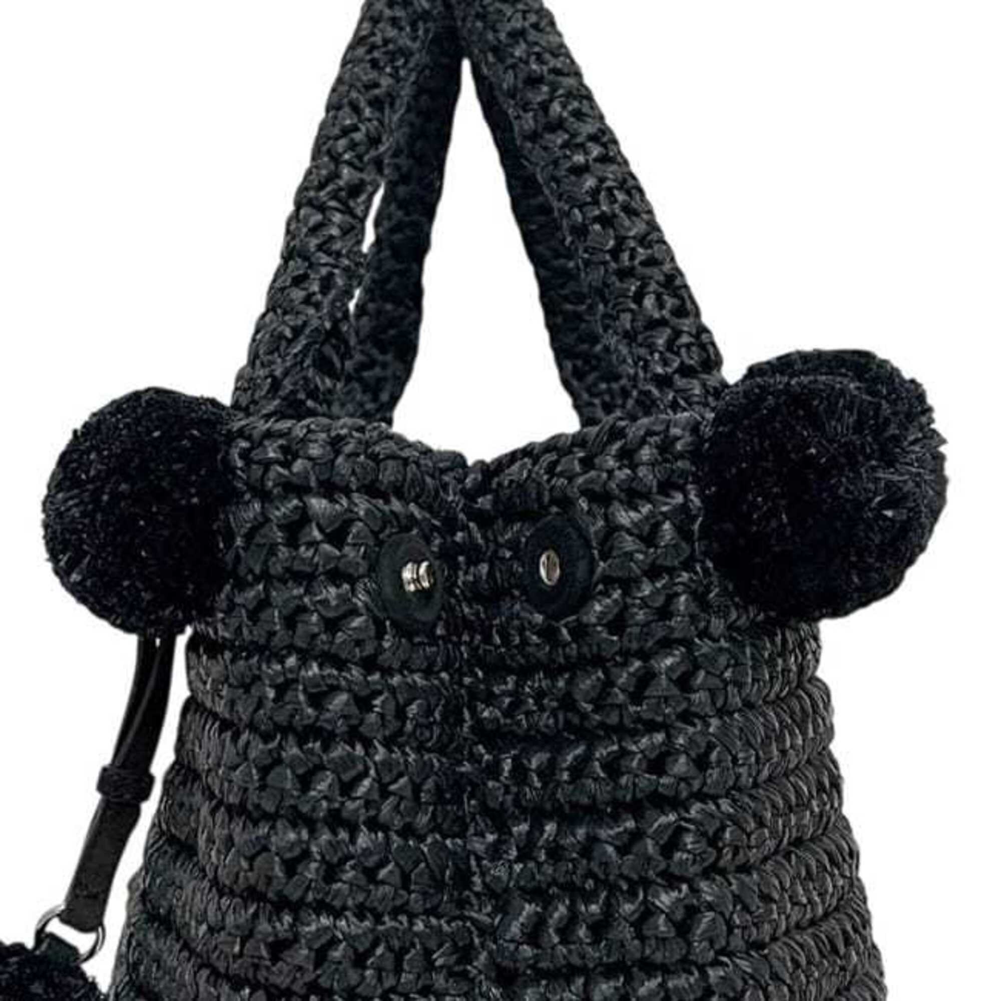 Prada Black Nero Raffia Handbag Shoulder Bag (Pre-Owned)