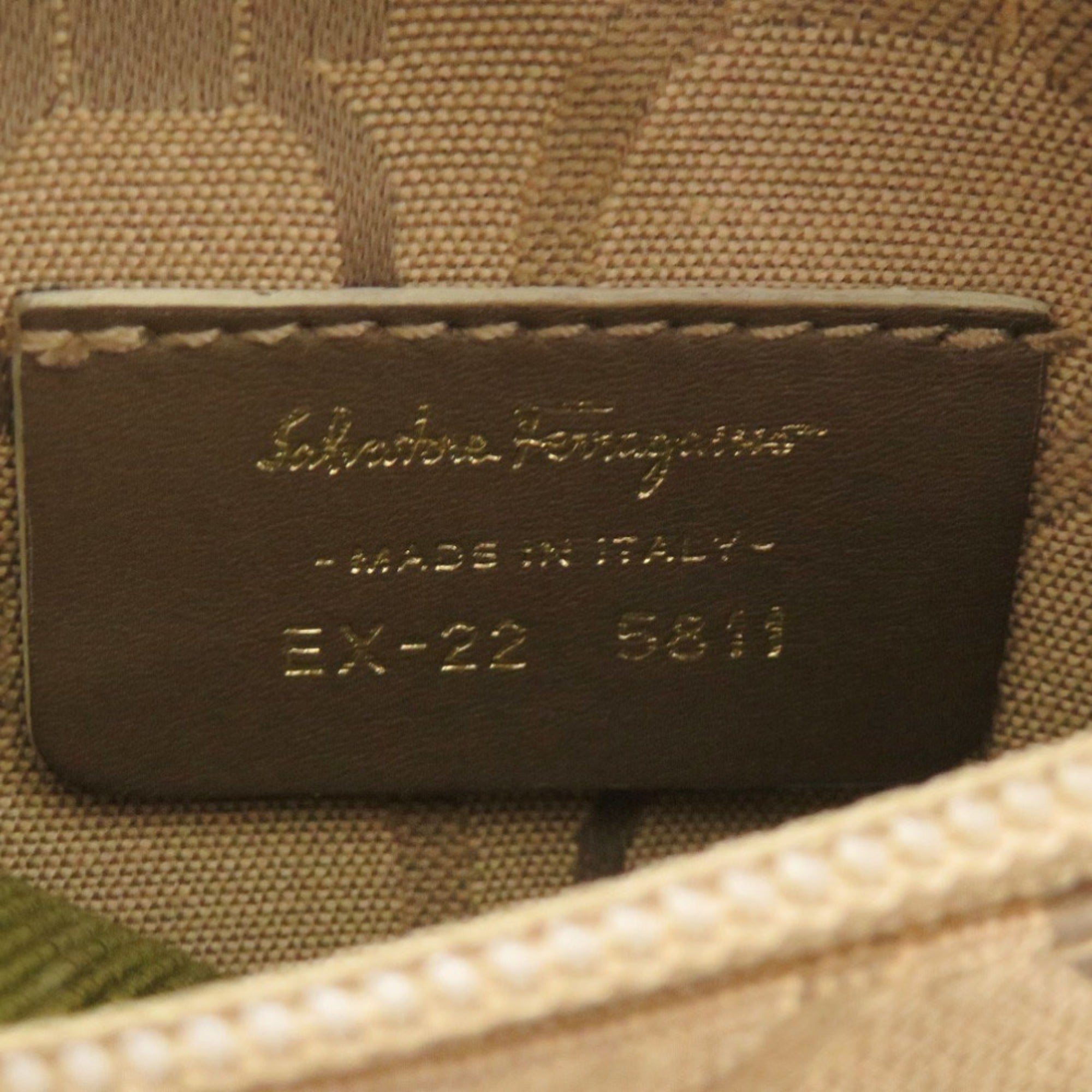 Salvatore Ferragamo Gancini Beige Canvas Sling Bag (Pre-Owned)