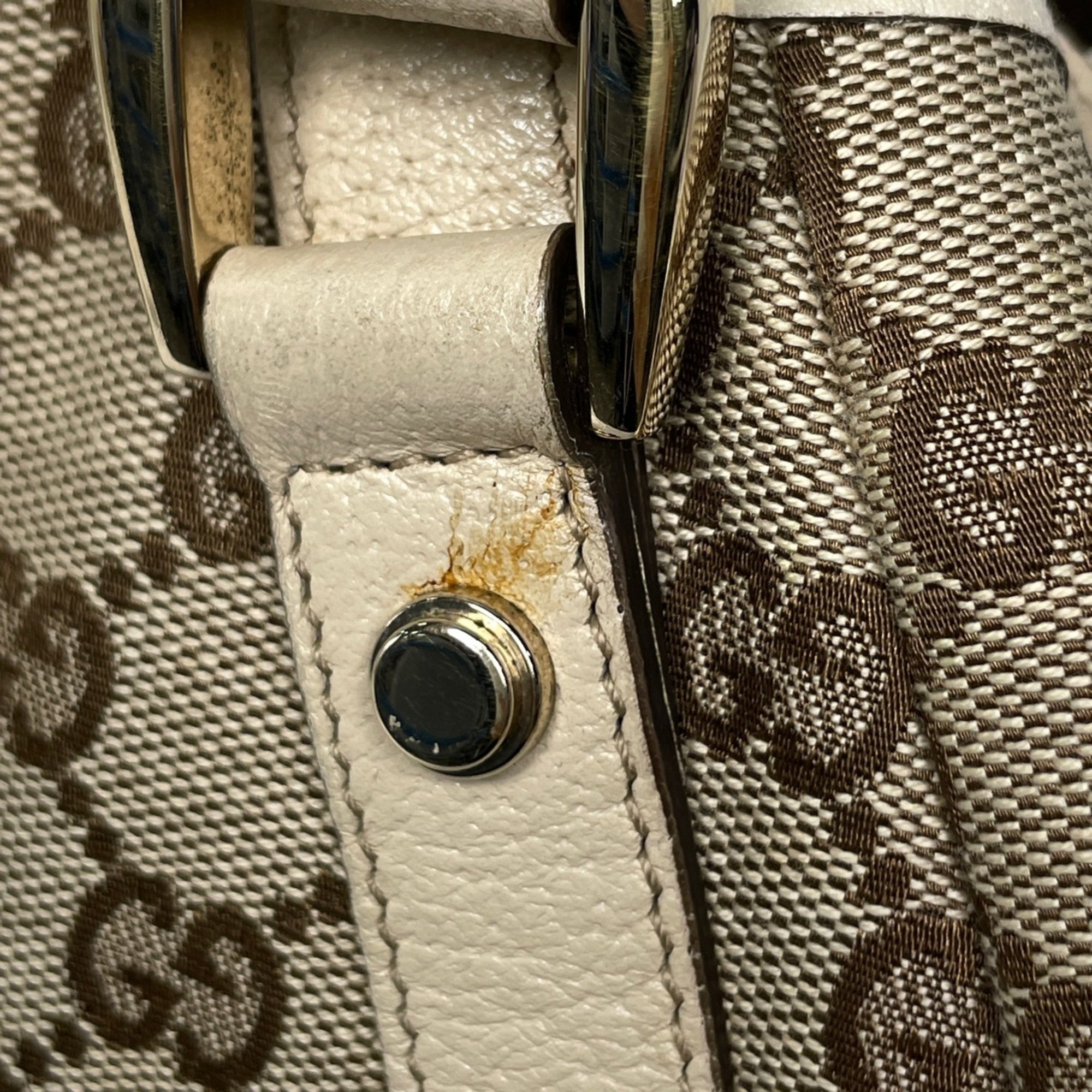 Gucci Beige Gg Canvas Leather Tote Bag (Pre-Owned)